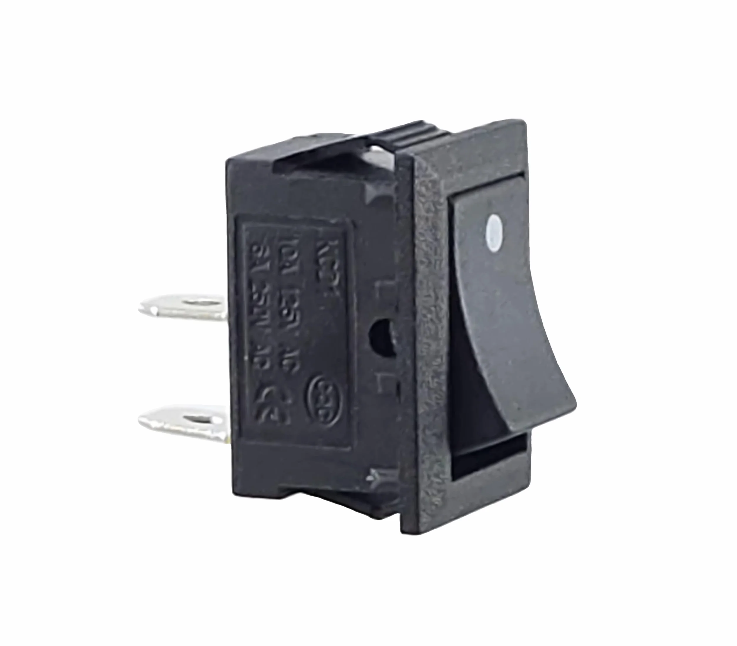 Przełącznik kołyskowy, przełącznik kołyskowy, przełącznik urządzeń, mini przełącznik kołyskowy 250 V 6 A 125 V 10 A AC, KCD1 (6 V 9 V 12 V 24 V 125 V AC/DC), czarna sztanga