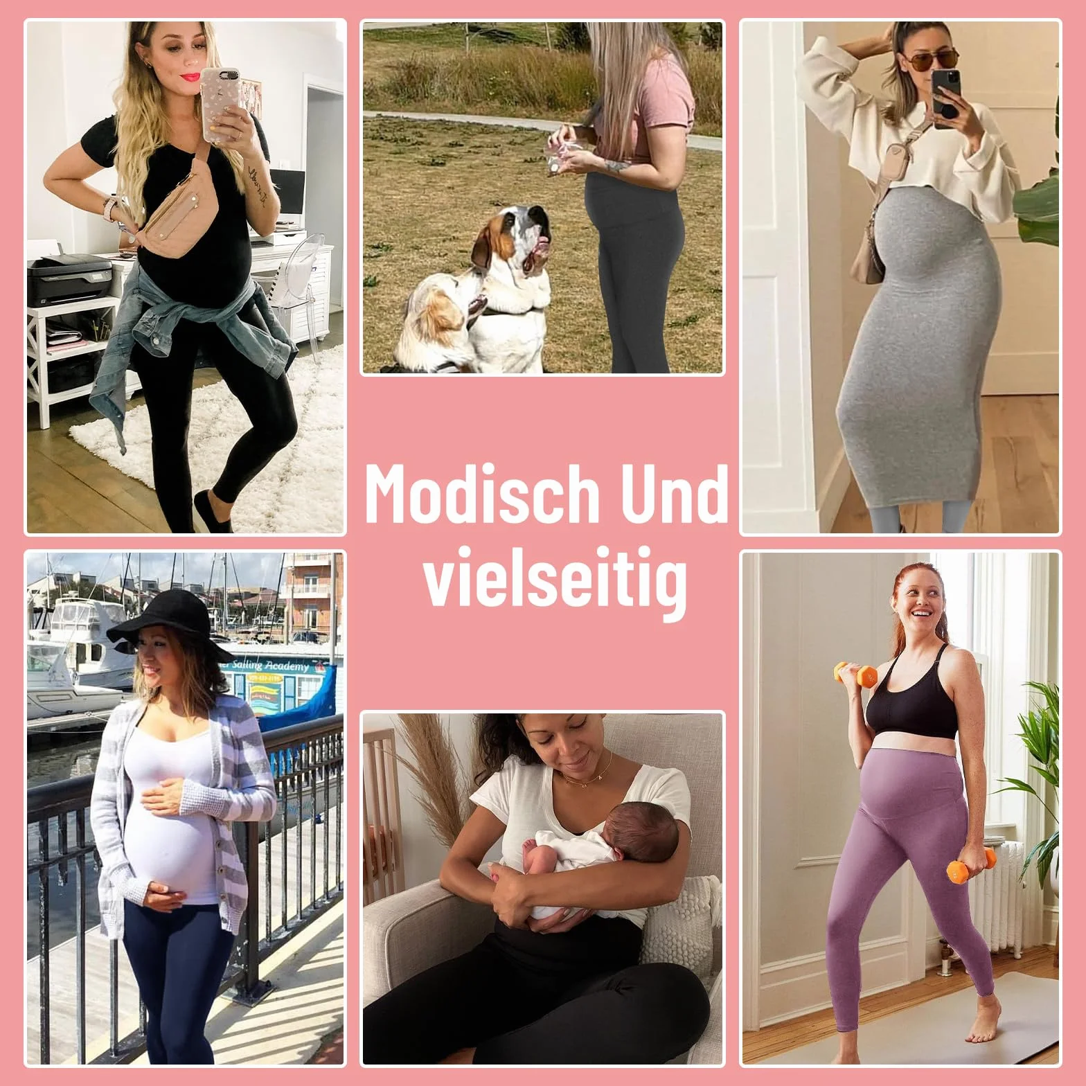 AMIYOYO Damskie legginsy ciążowe z wysokim stanem, legginsy ciążowe nieprzezroczyste, spodnie ciążowe, spodnie rekreacyjne, rozciągliwe, odzież ciążowa dla kobiet w ciąży, długie, ciemnoszary, XXL