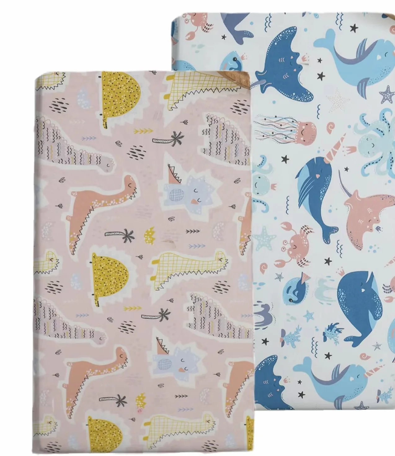 2 x prześcieradło na łóżko dziecięce, 120 x 60 cm, bawełna, miękkie prześcieradło, hipoalergiczne, w pełni elastyczna spódnica, oddychające, łatwe w pielęgnacji