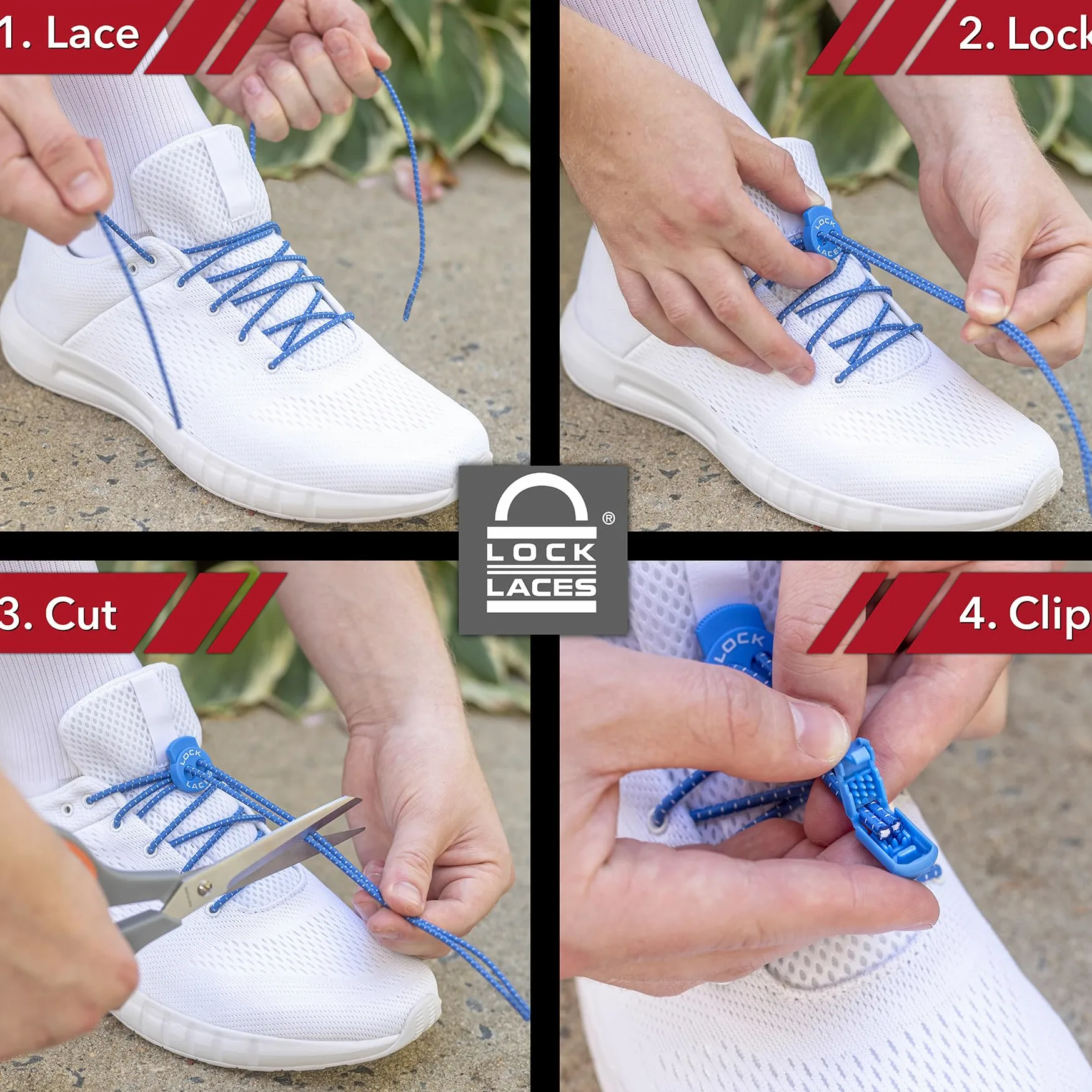 LOCK LACES - Elastyczne sznurowadła bez wiązania, jeden rozmiar pasuje do wszystkich