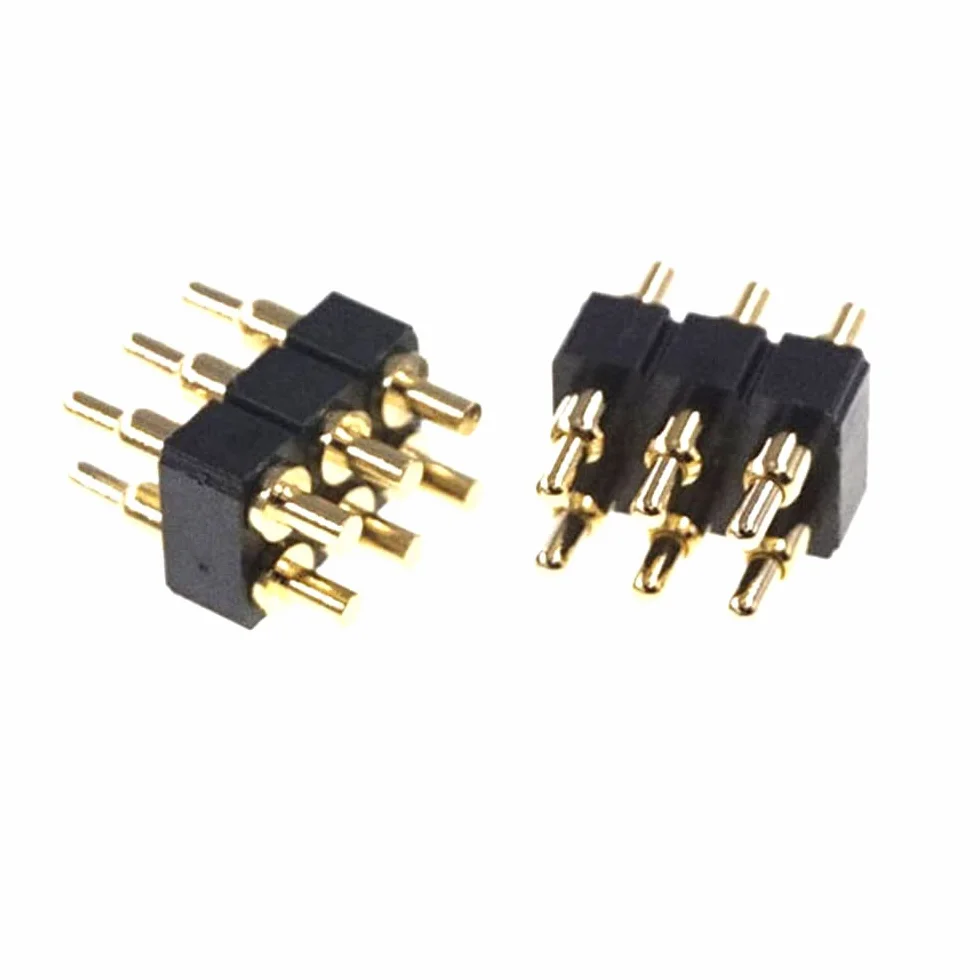 2PCS Złącze Pinowe Z Obciążeniem Sprężynowym Pogo 6-Pozycja 2×3 Pitch 2.54 Siatka Podwójny Rzęd 7.0MM Wysokość Przez Otwory PCB DIP