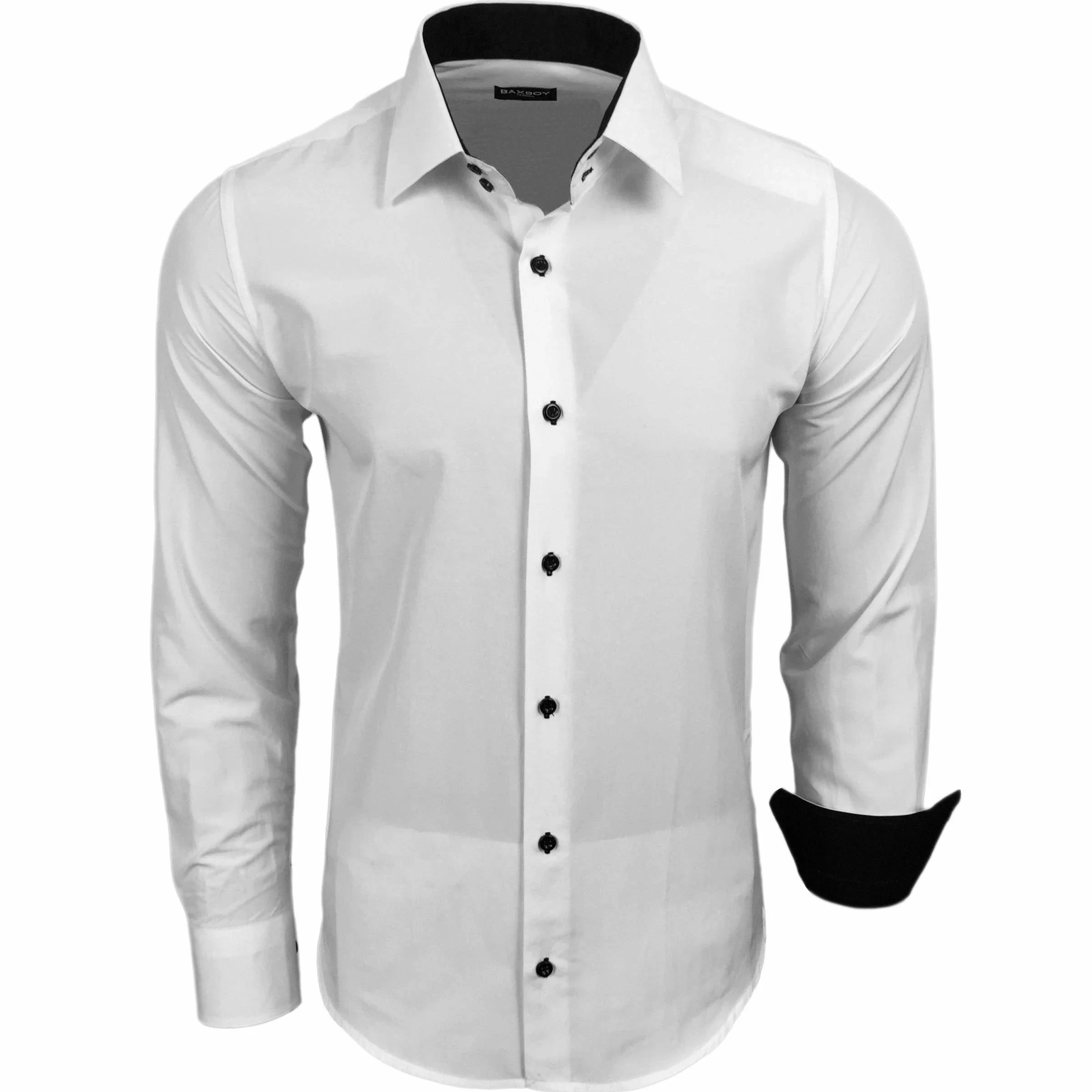 Baxboy Koszula męska, slim fit, łatwa do prasowania, do garnituru, biznesu, na wesele, do noszenia w czasie wolnym, koszula z długim rękawem dla mężczyzn z długim rękawem R-44