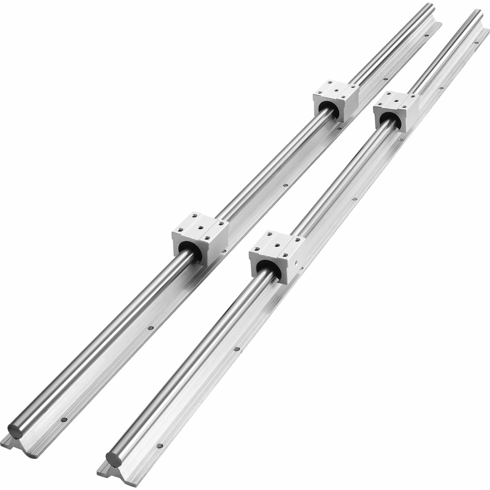 VEVOR Prowadnica liniowa 2 szt. SBR16-1000 mm stal węglowa aluminiowa szyna prowadząca z 4 blokami ślizgowymi SBR16UU, łożysko liniowe, blok łożyskowy, części CNC do frezarki/tokarki 3D