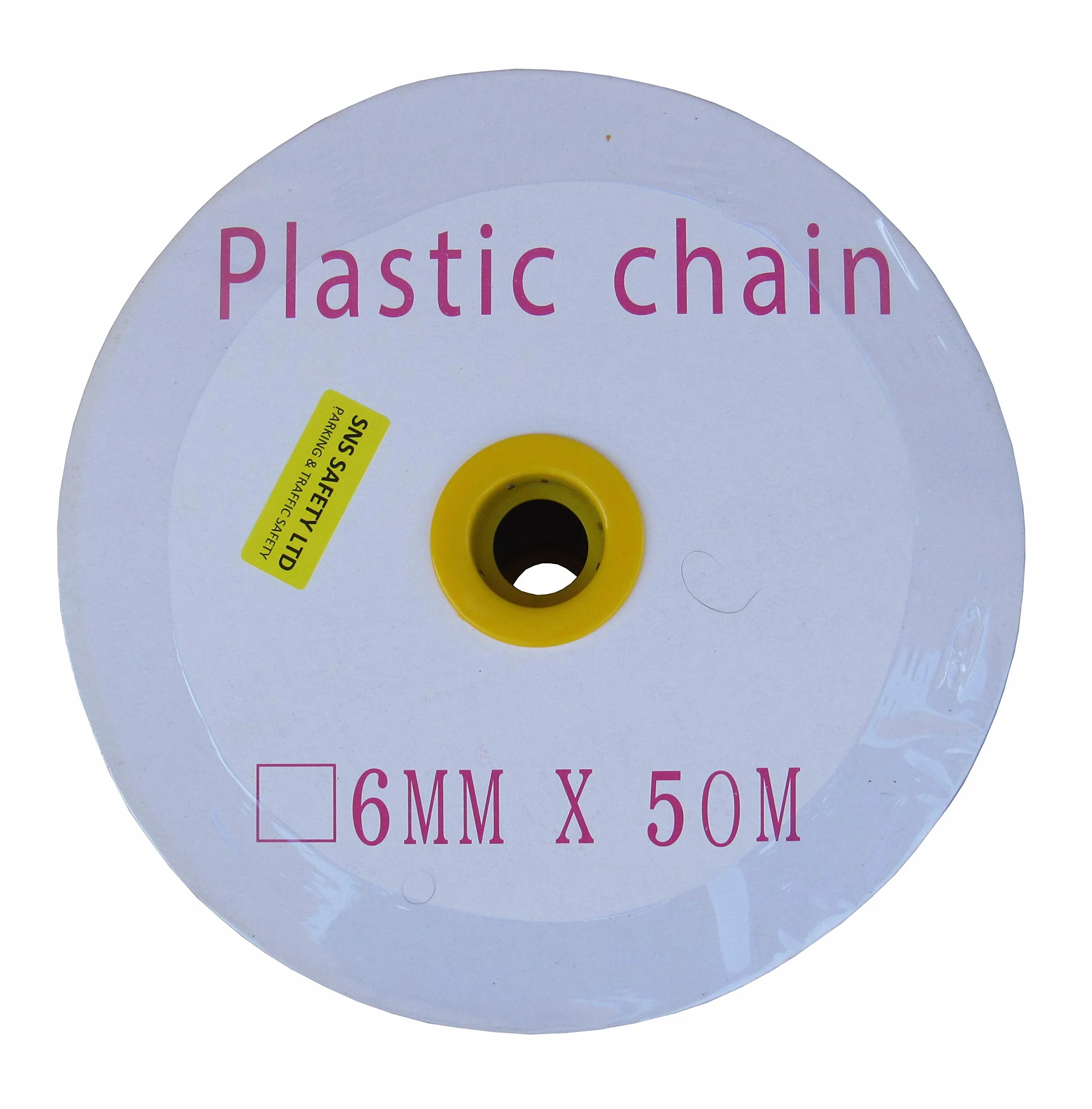 Czerwony i biały plastikowy łańcuch 6 mm 50 metrów (50 m)