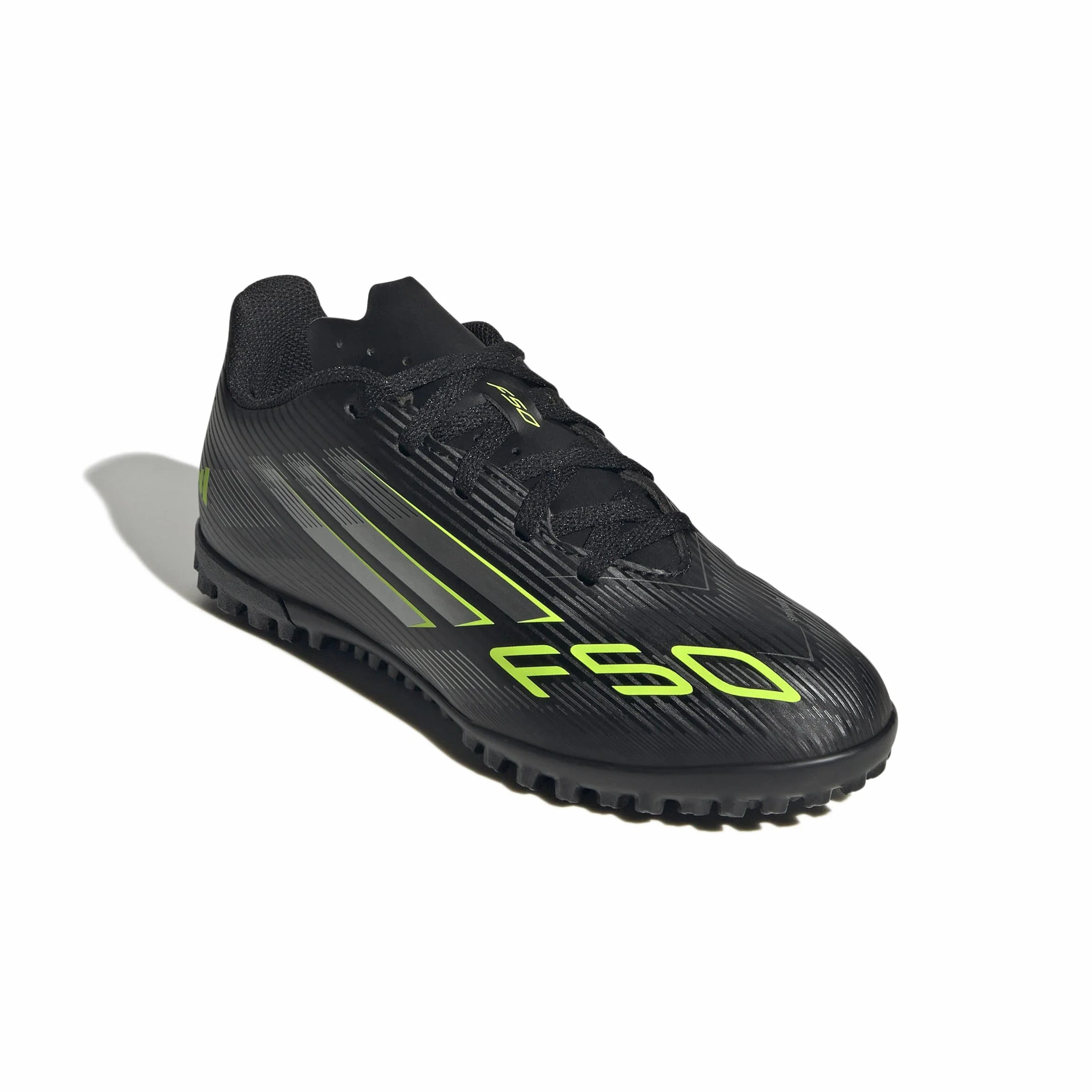 adidas F50 CLUB Turf Football Boots Kids, core black/iron met./lucid lemon, 36 2/3 EU