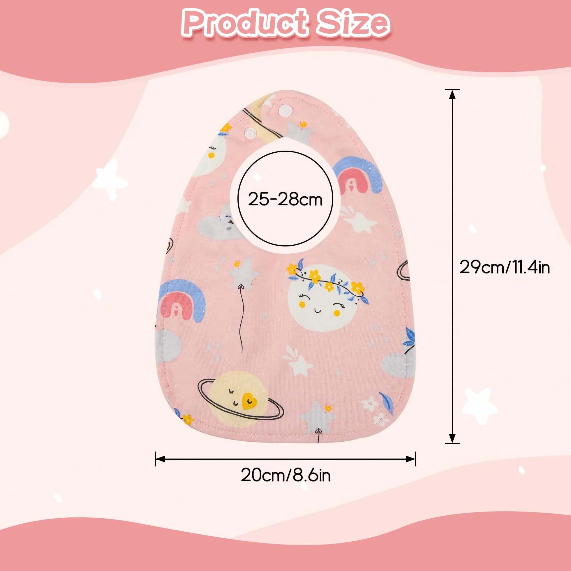 Śliniaki dziecięce, wodoodporne, miękkie, bawełniane, 10 sztuk, chusty na szyję, śliniaczki, śliniaczki dla niemowląt, chłopców i dziewczynek, małe dzieci, różowy/żółty, jeden rozmiar