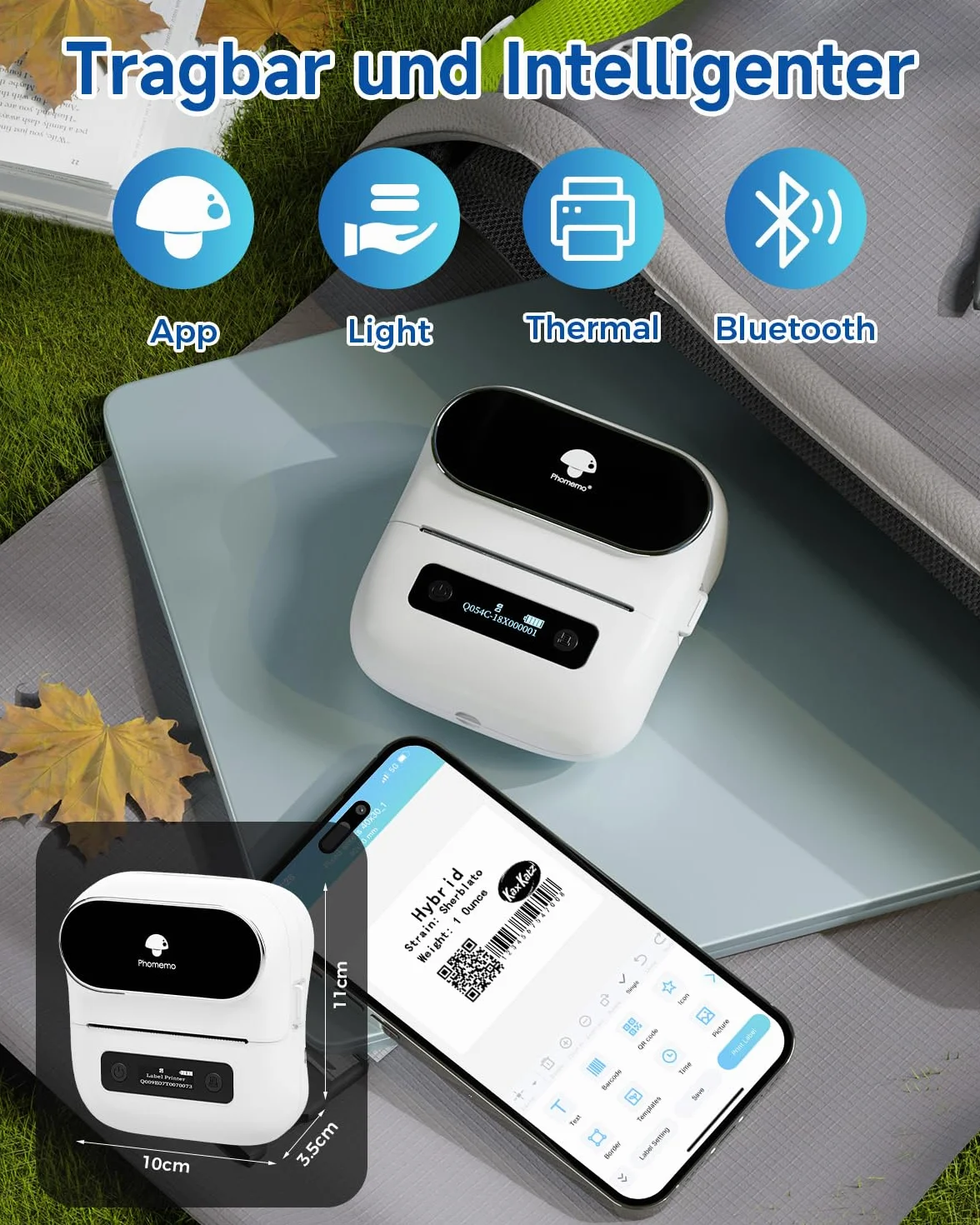 Phomemo M220 drukarka etykiet Bluetooth, przenośne urządzenie do etykietowania, drukarka etykiet do domu, biura i małych firm, obsługa telefonów i PC, z 3 rolkami etykiet