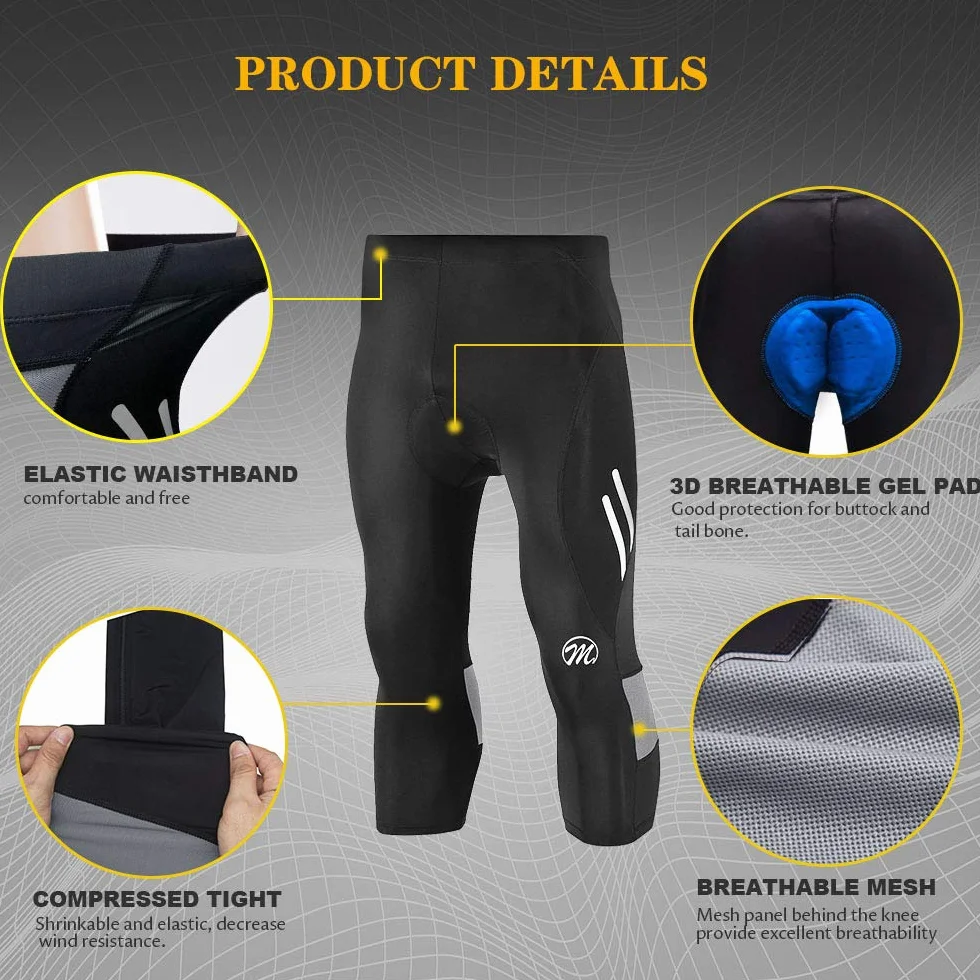 MEETWEE Herren 3/4 Radhose Fahrradhose - Męskie spodenki rowerowe 3/4 Mężczyźni