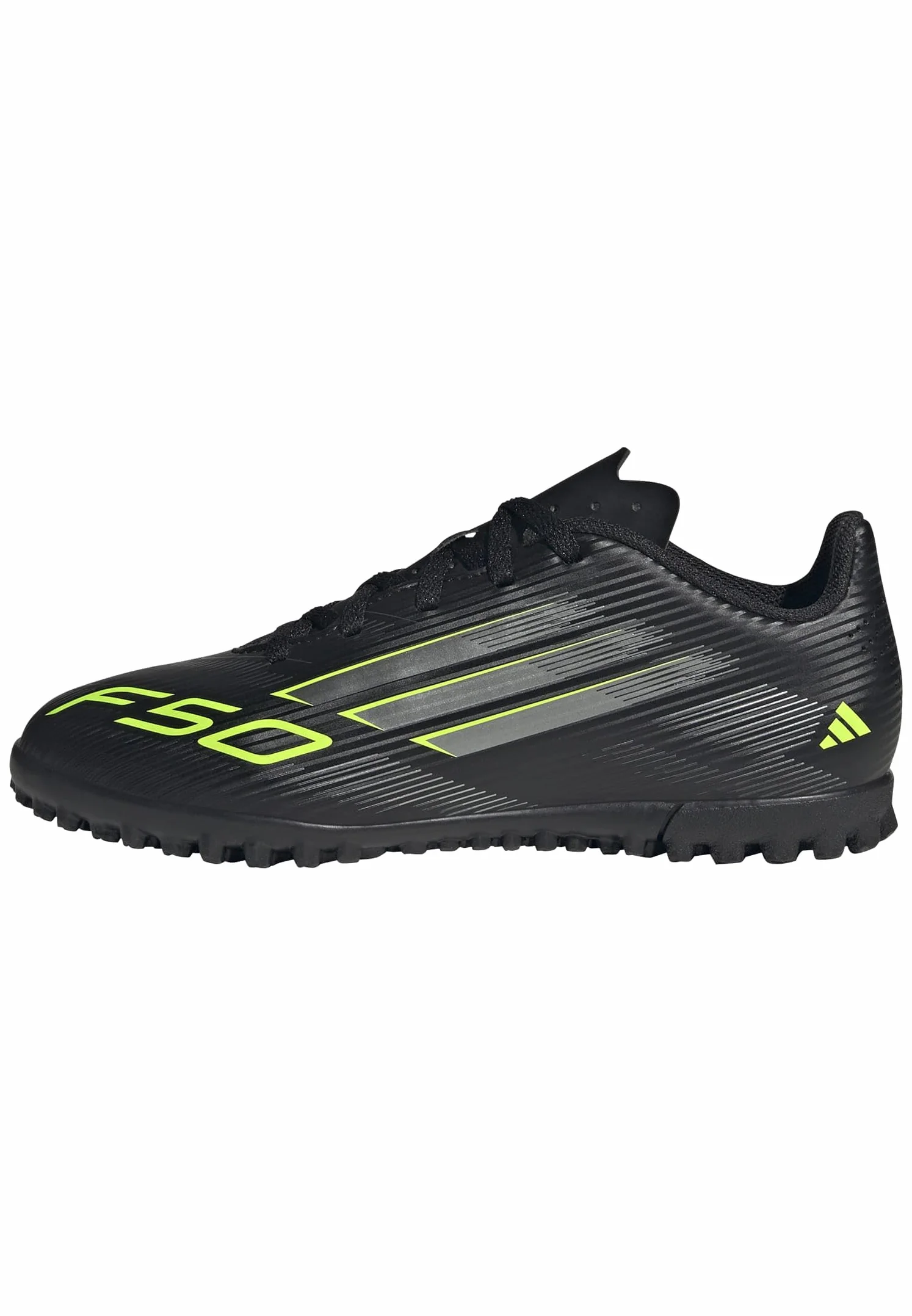adidas F50 CLUB Turf Football Boots Kids, core black/iron met./lucid lemon, 36 2/3 EU