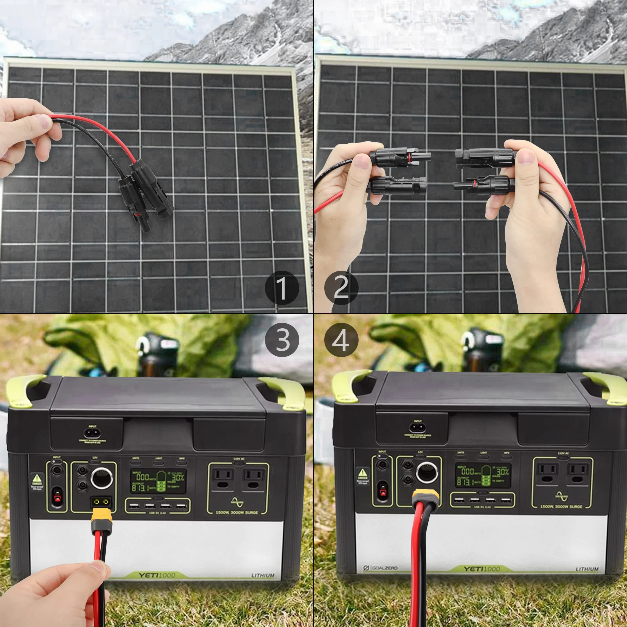 YAODHAOD Panel słoneczny, wtyczka do adaptera XT60, gniazdo 12AWG XT60, panel słoneczny, kabel zasilający do panelu słonecznego, wtyczka do ładowania solarnego do przenośnej energii i generatora solarnego