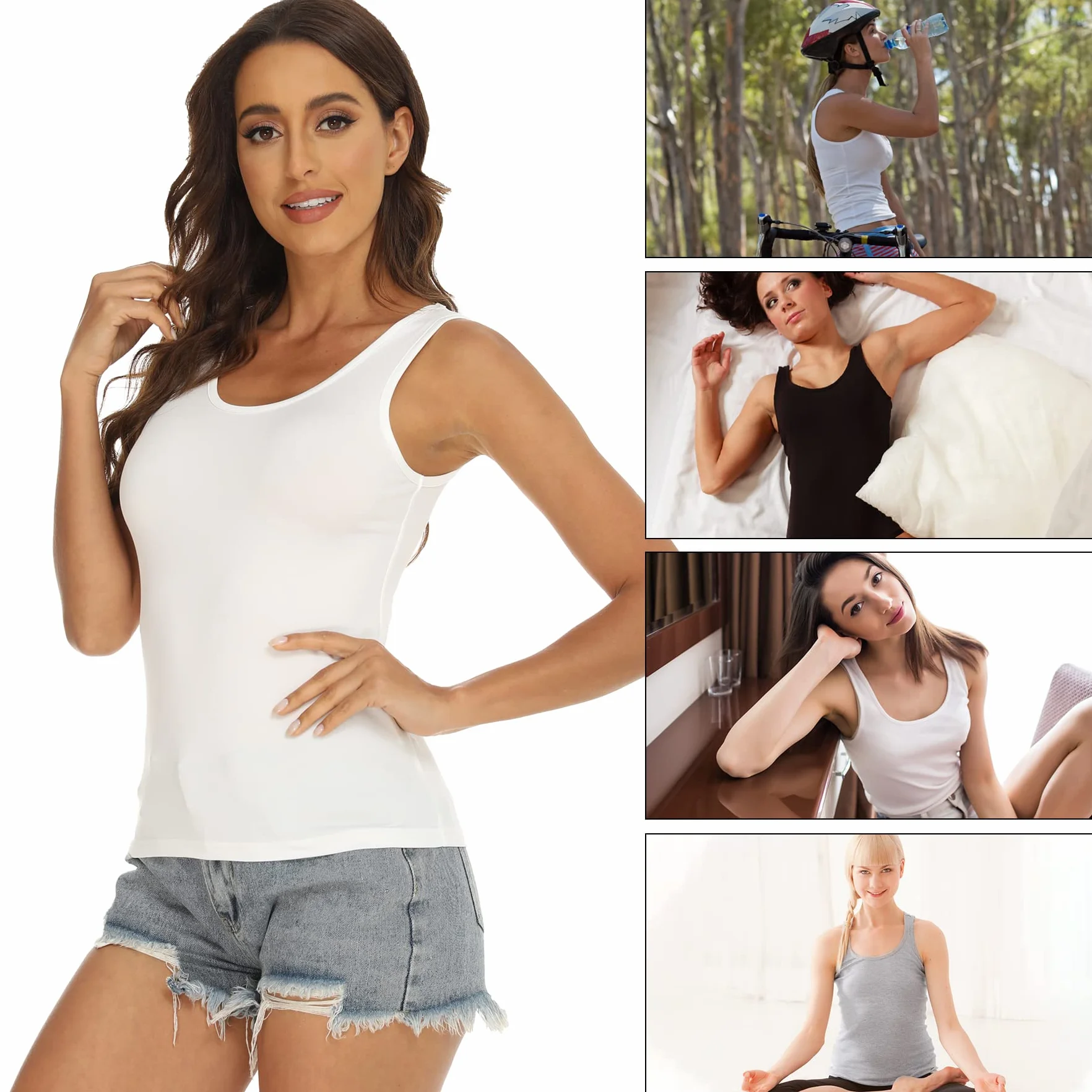 BQTQ 5 sztuk Tank Top Damski Tank Top Podstawowa koszulka na ramiączkach Damska koszulka bez rękawów