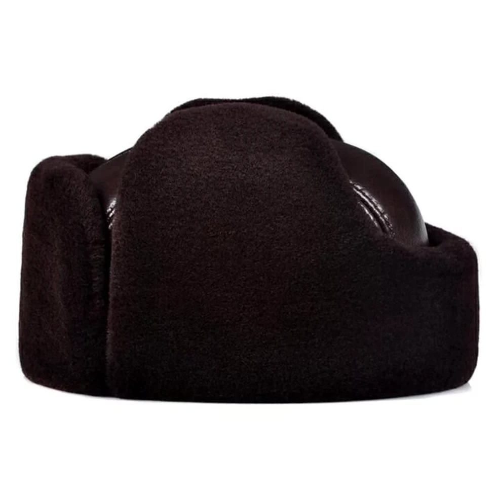 Czapka zimowa męska ciepła czapka z nausznikami czapka rosyjska dla taty dziadka gospodarstwa domowego, brązowa-XXL,Brown-XXL