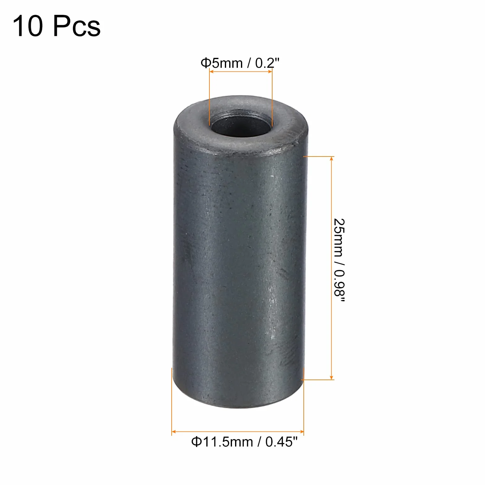 PATIKIL Rdzeń ferrytowy toroidalny 11,5 mm x 5 mm x 25 mm, 10 sztuk transformatora indukcyjnego cewki oringowej, czarny