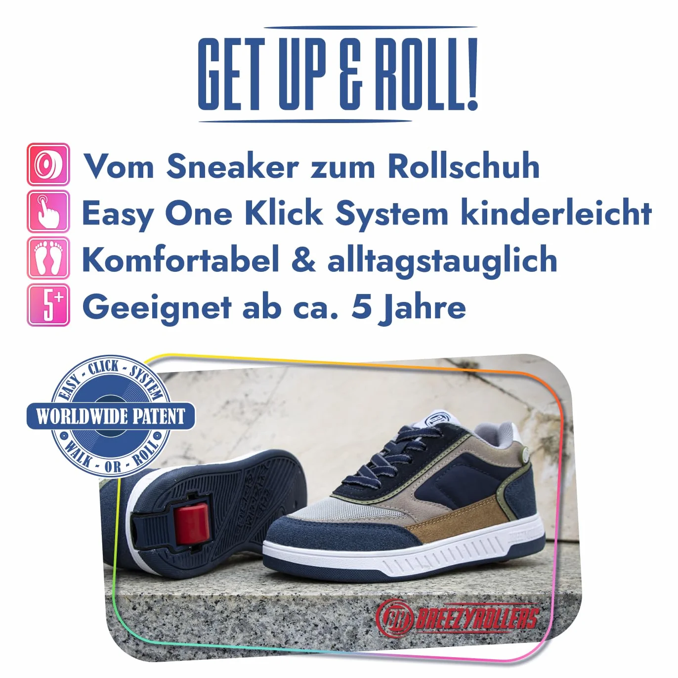 BREEZYROLLERS Wrotki Buty z Rolakami 2 w 1 Dziecięce Trampki Skateboardowe