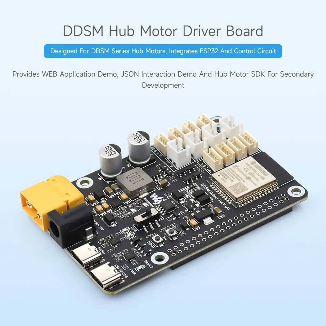 Waveshare Direct Drive Servo Motor Driver Board, Integrates ESP32 And Control Circuit, 2.4G WiFi Support, Suitable For DDSM Series Hub Motors, ESP Now Support