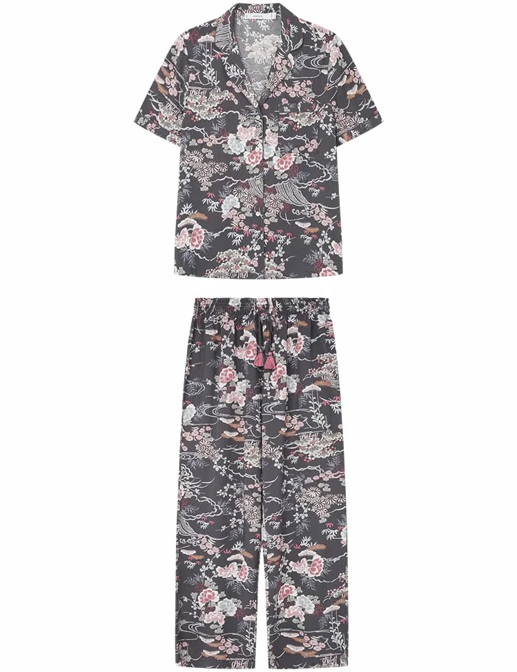 Women'Secret Kombinezon z krótkim rękawem Mix and Match Oriental Gra damska, Szary nadruk, M