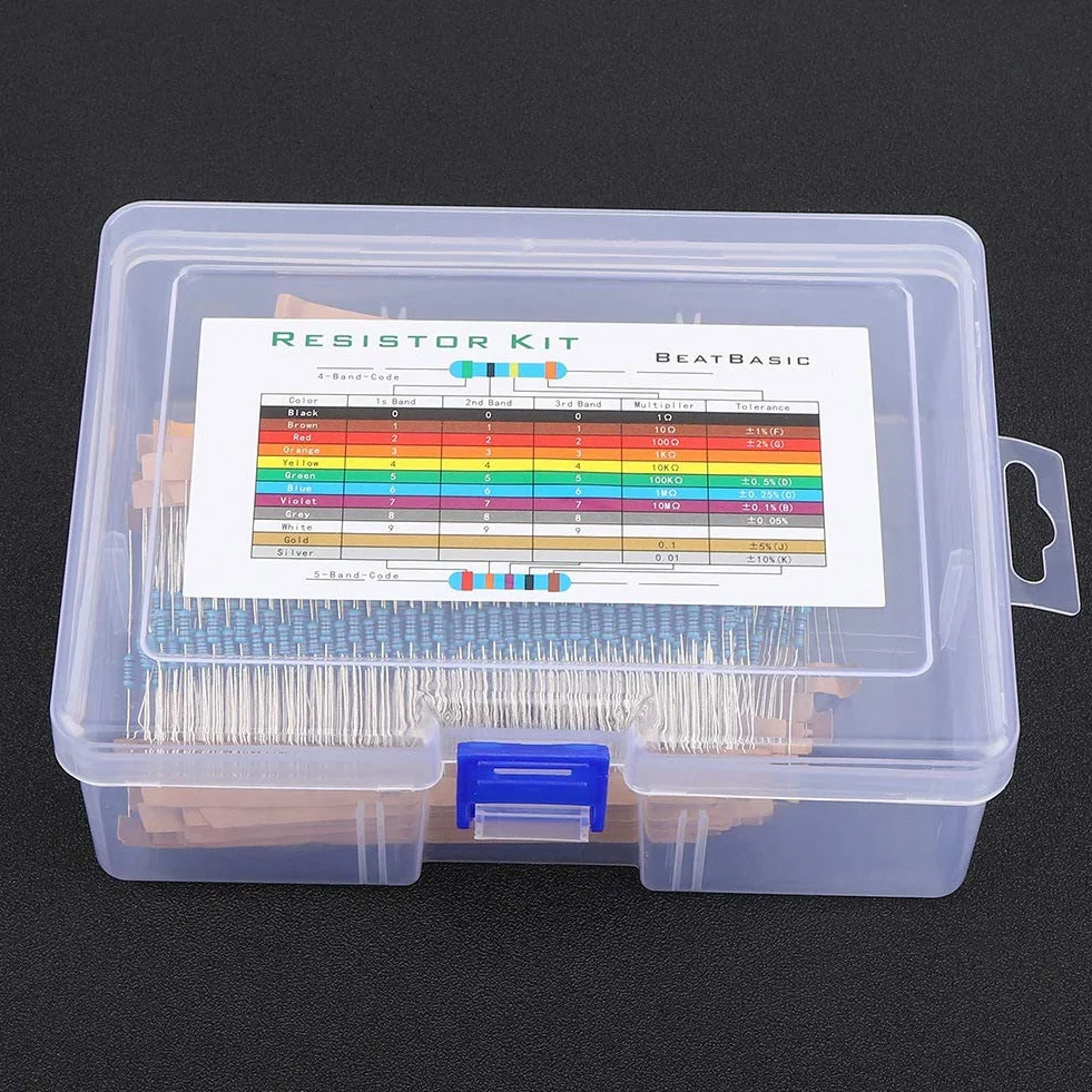Zestaw 1460 rezystorów 1/4W 1% metalowych 73 wartości od 1 Ohm do 1 MOhm DIY elektronika prototypowanie dla projektów majsterkowania i eksperymentów
