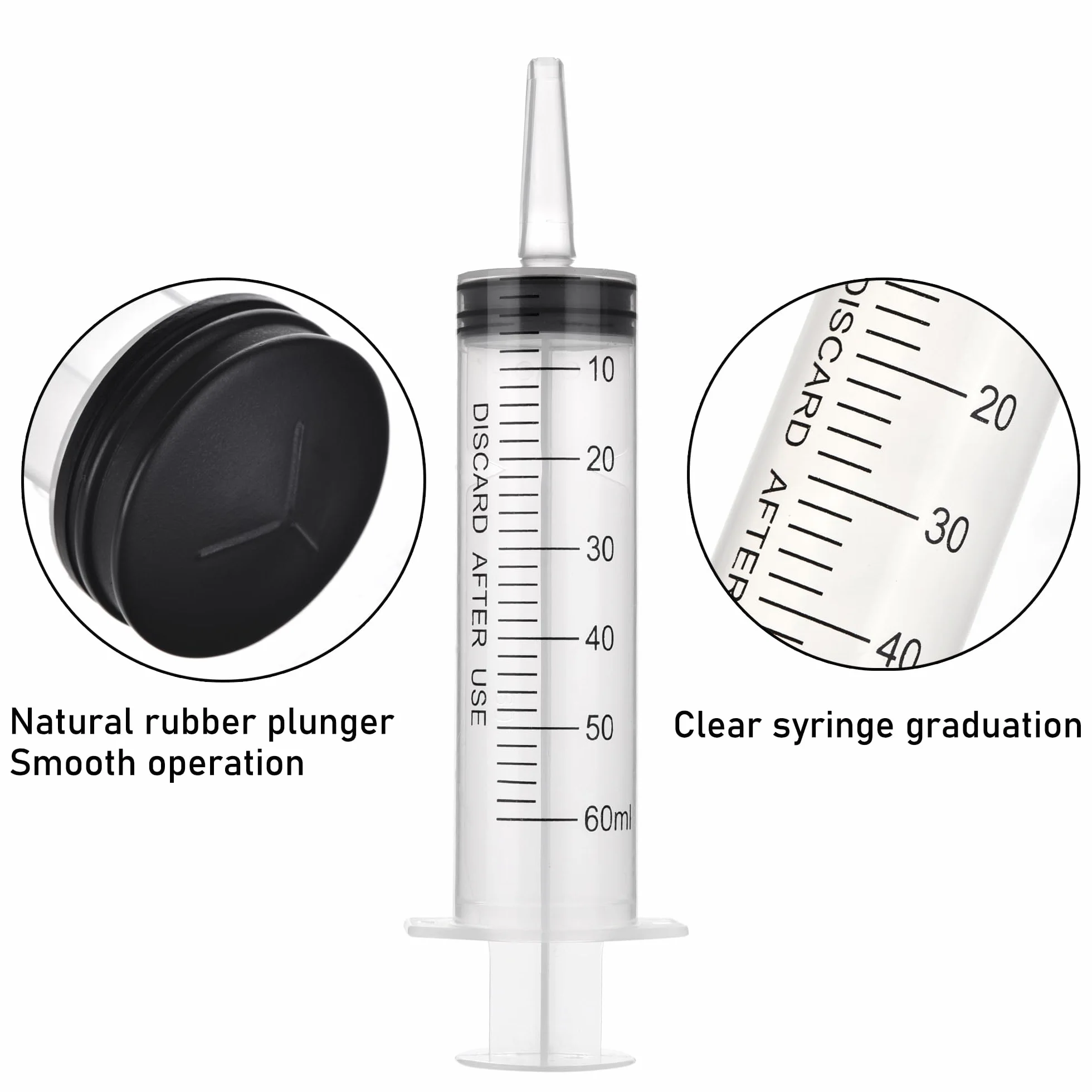 Strzykawki 50 ml (60 ml), 5 sztuk dozującej wielokrotnego użytku, pojedynczo uszczelnione opakowanie, strzykawka, nadaje się do laboratorium, karmienia