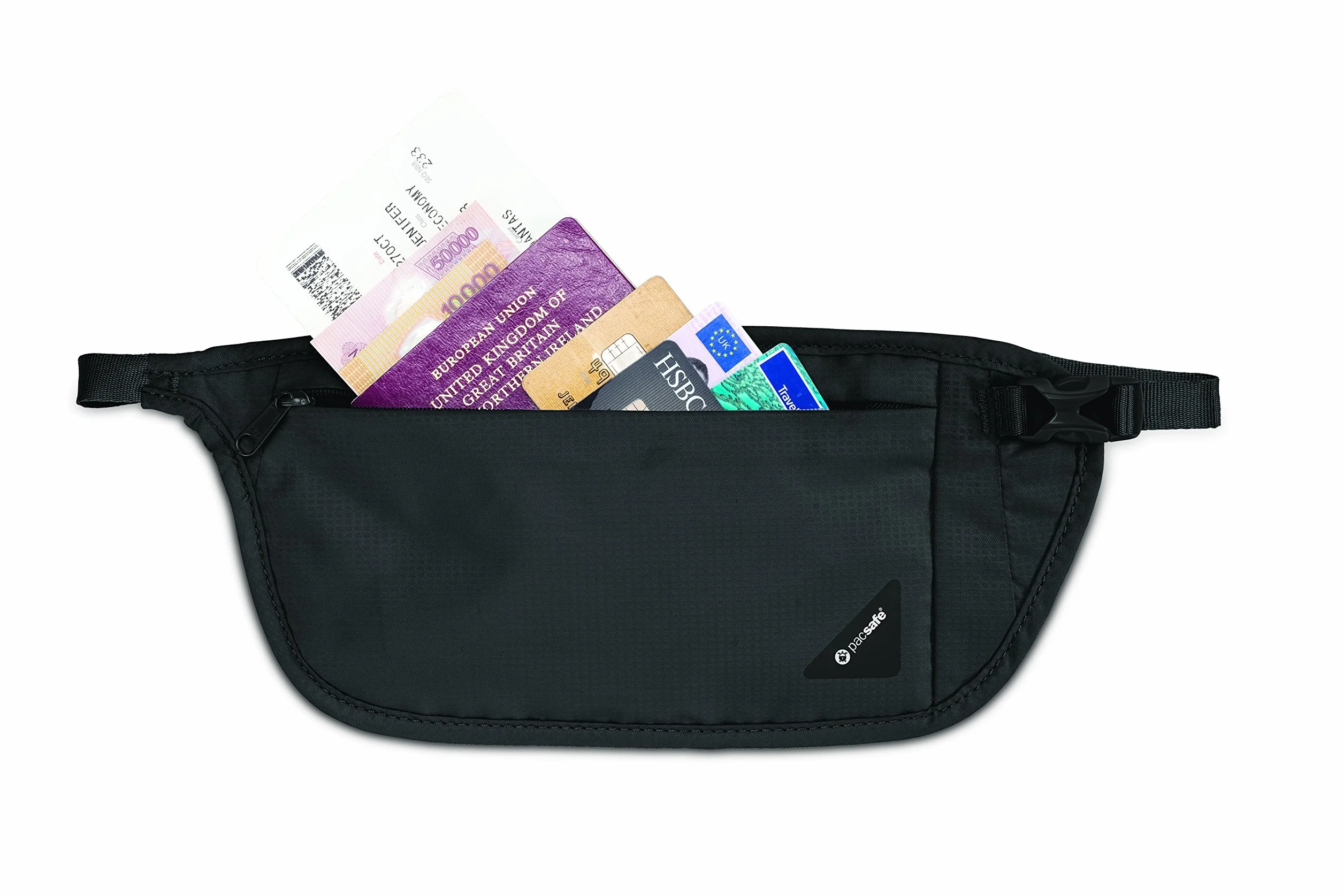 Pacsafe Coversafe V100 10142100 Nerka na Pieniądze, Czarny, 26 cm