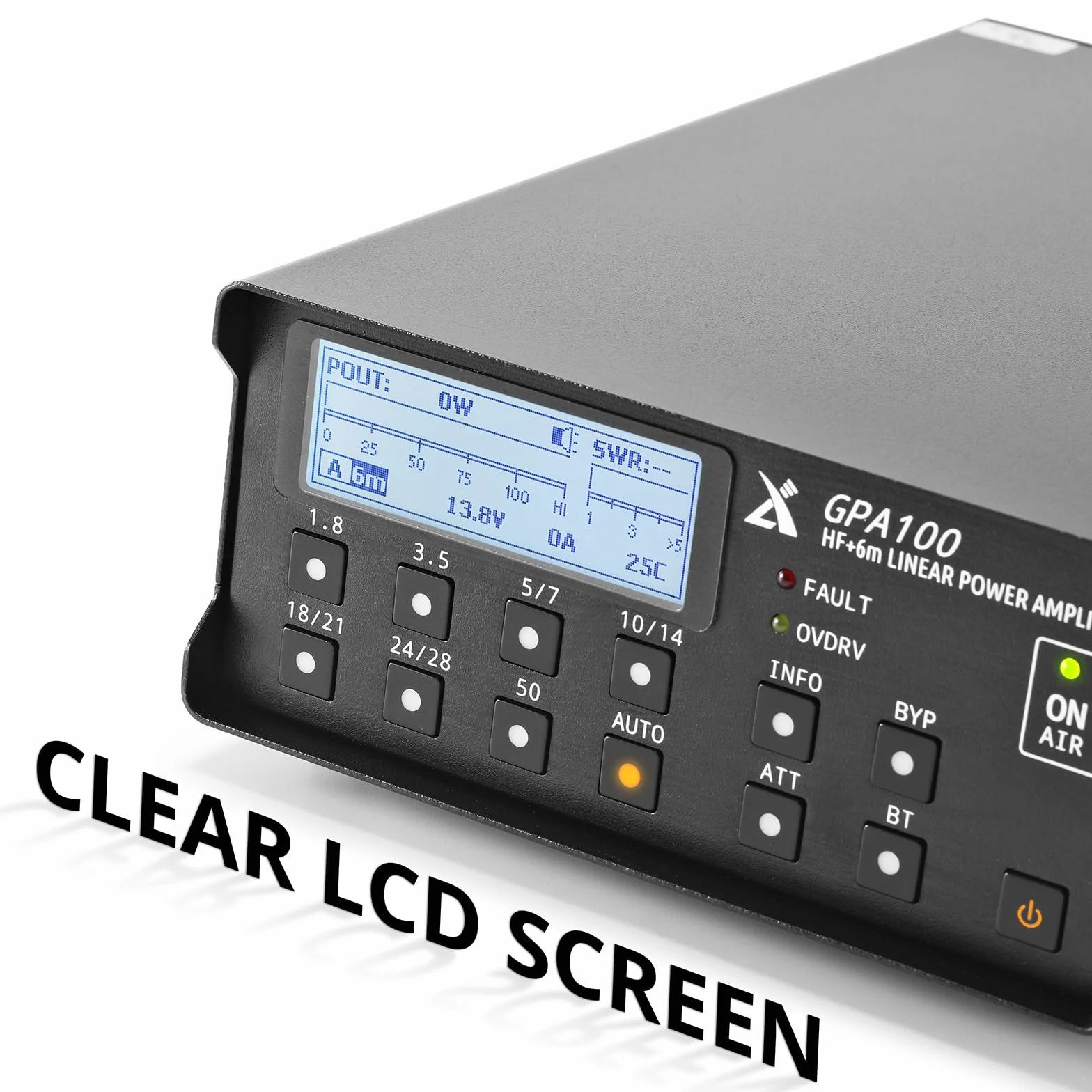 Xiegu GPA100 100 W HF/6 m Wzmacniacz liniowy półprzewodnikowy do radiotelefonów amatorskich QRP, bezprzewodowe sterowanie pasmem Bluetooth dla IC-705, 7-pasmowy wzmacniacz HF, dla G90/X6100/X6200