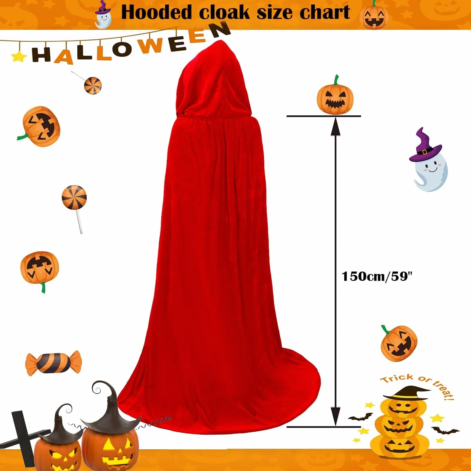 Peleryna na Halloween z kapturem, kostium diabła, kostium czarownicy wampira, peleryna dla dorosłych, kostium na Halloween dla kobiet i mężczyzn (czerwona)