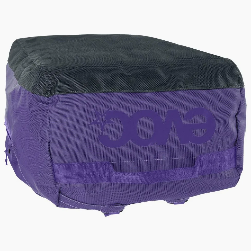 EVOC DUFFLE BAG 60 Wodoodporna torba podróżna i na sprzęt (torba podróżna z odpinanym paskiem do noszenia, uniwersalnym zastosowaniem i zamkiem, bez PVC, rozmiar M), fioletowo-czarna