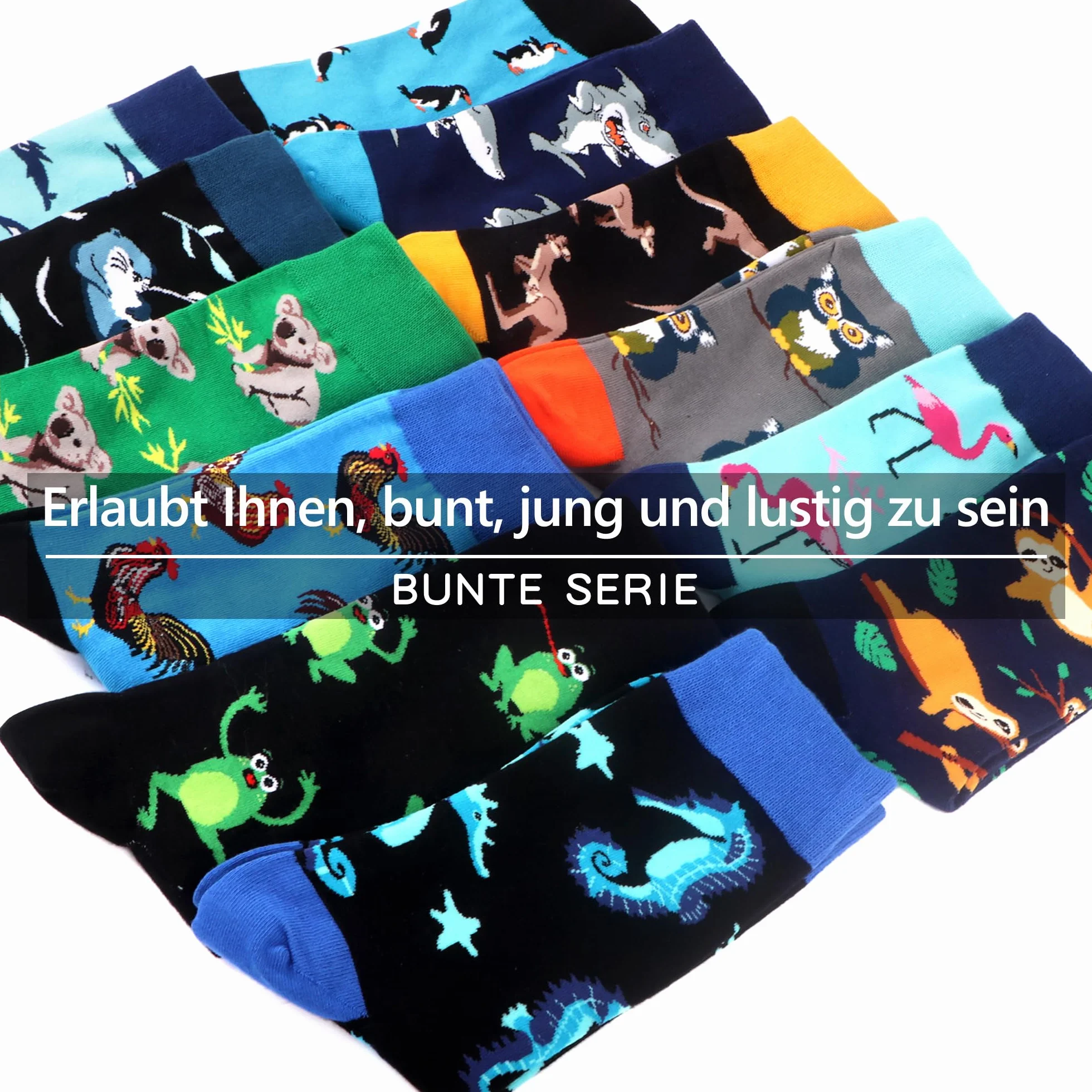 WeciBor Męska sukienka fajna kolorowa fantazyjna nowość zabawna codzienna czesana bawełna Crew Socks Pack