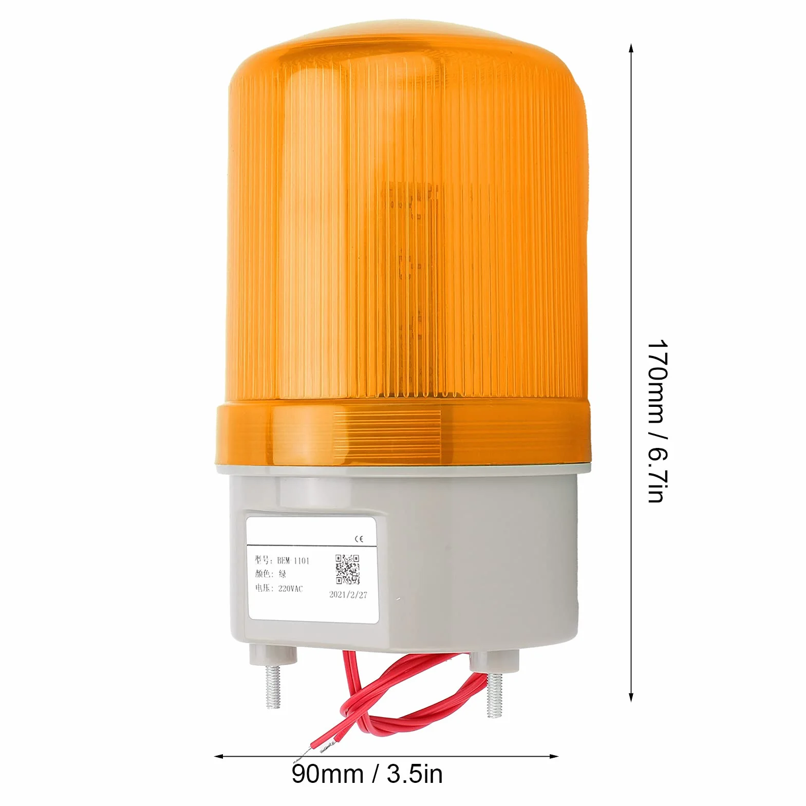 Migające światło Ostrzegawcze LED, 220 V AC BEM ‑ 1101 Światło Ostrzegawcze Migające światło Ostrzegawcze Wyposażenie Alarmowe Światło Awaryjne(yellow)