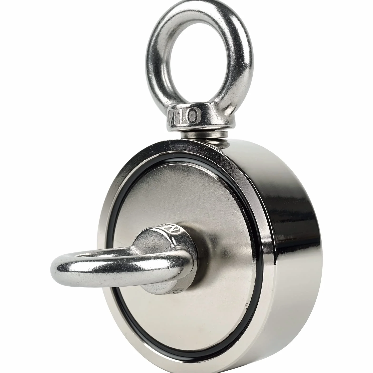 Zestaw SENSEI 2x250=500 kg, Magnes Neodymowy Dwustronny N52 z Dwoma Uchwytami, Ø7,5 x H2,5 cm, Lina Żeglarska 25 m, Rękawice Ochronne + Akcesoria, Zestaw do Poszukiwań i Połowów Magnesem