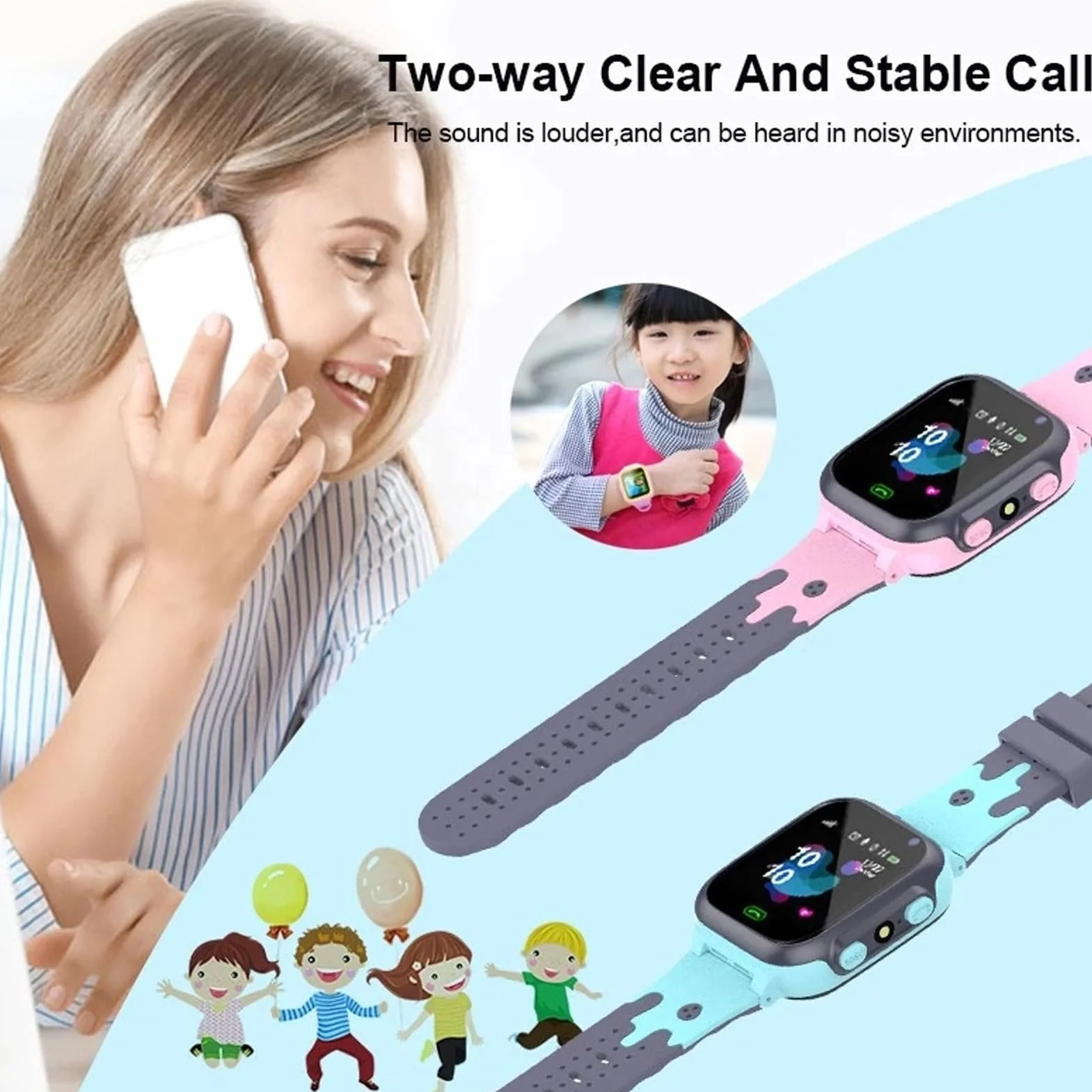 1,44-calowy Smartwatch dla Dzieci, 2-kierunkowe Połączenia Głosowe Inteligentny Zegarek dla Dzieci z Pozycjonowaniem LBS w Czasie Rzeczywistym, Ekran Dotykowy, IP65, Tryb Klasowy