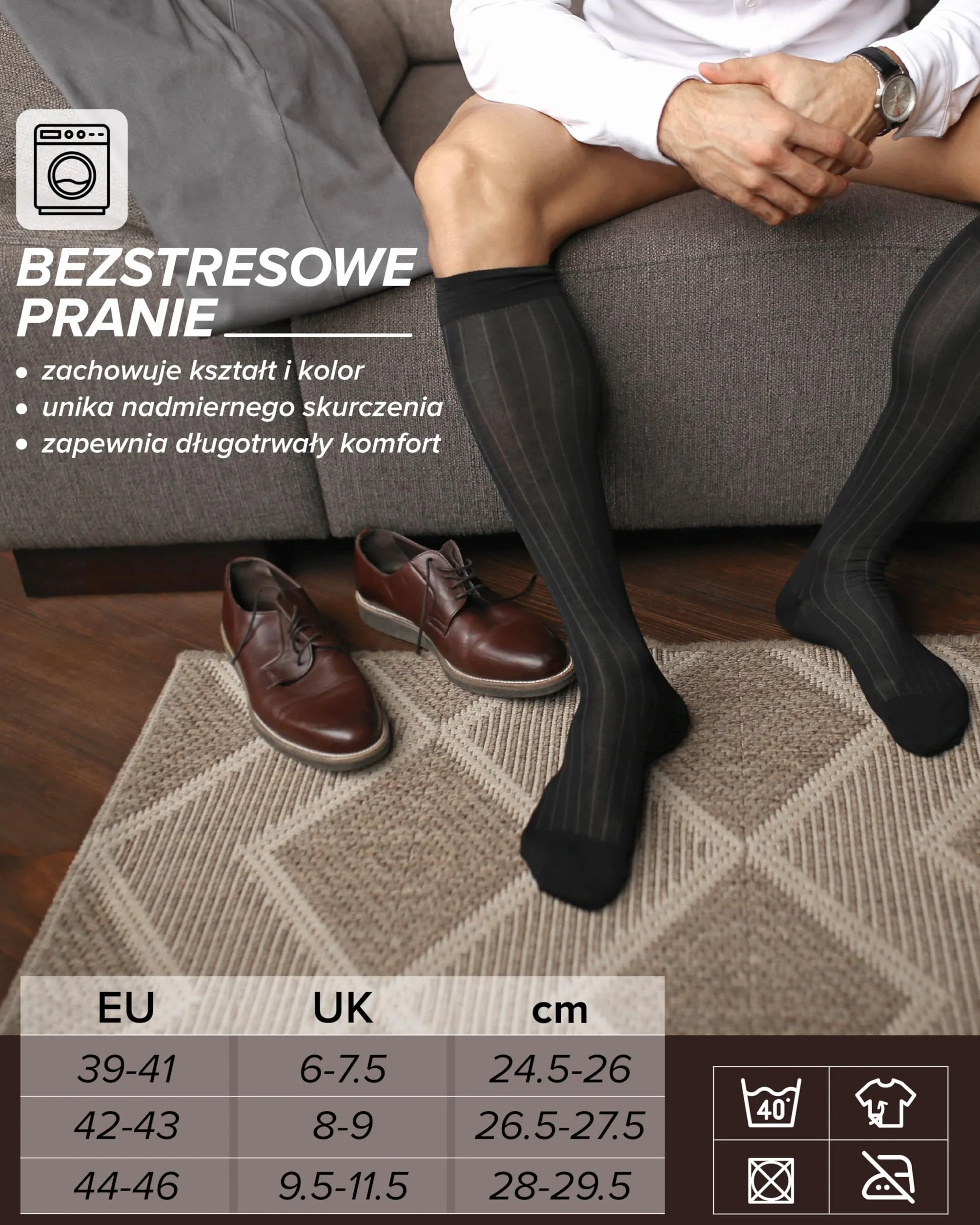 VITSOCKS Podkolanówki Business Męskie Wysokie Skarpetki do Kolan (2 PARY) Bawełna Merceryzowana