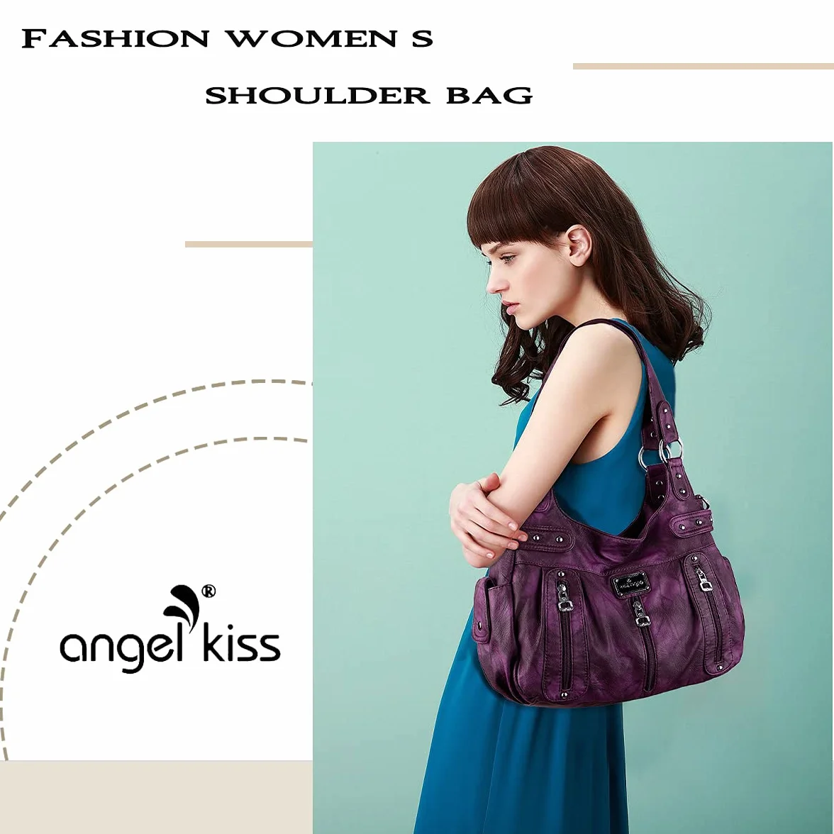 Angelkiss Duże torebki dla kobiet, sprane, sztuczna skóra, crossbody, hobo, na ramię
