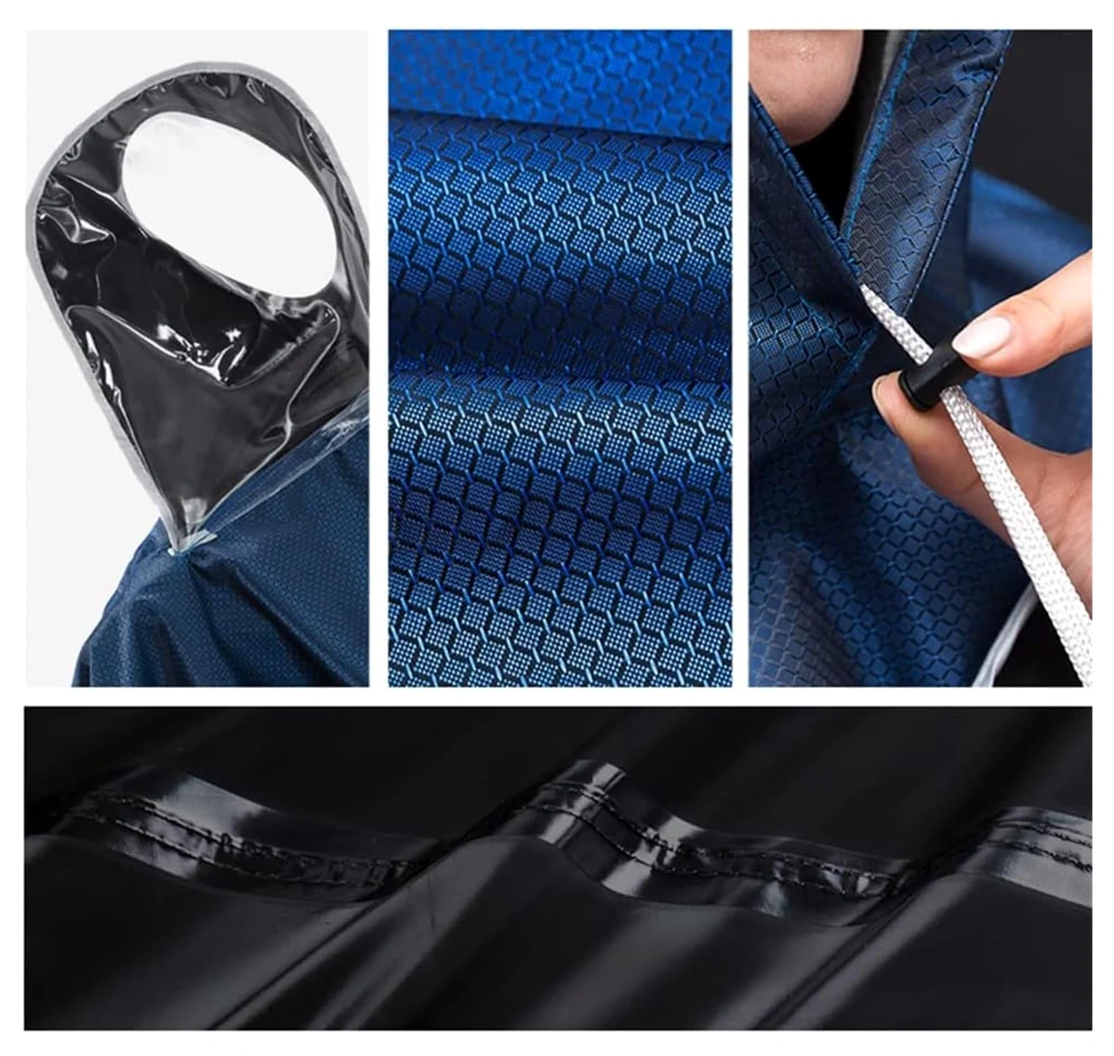 Waterproof Rain Poncho Cycling Poncho, Poncza, motocyklowe wydłużone poncho Motocyklowa odzież przeciwdeszczowa z kieszeniami na lusterka Jazda motocyklem Duża osłona przeciwdeszczowa Peleryna do elek