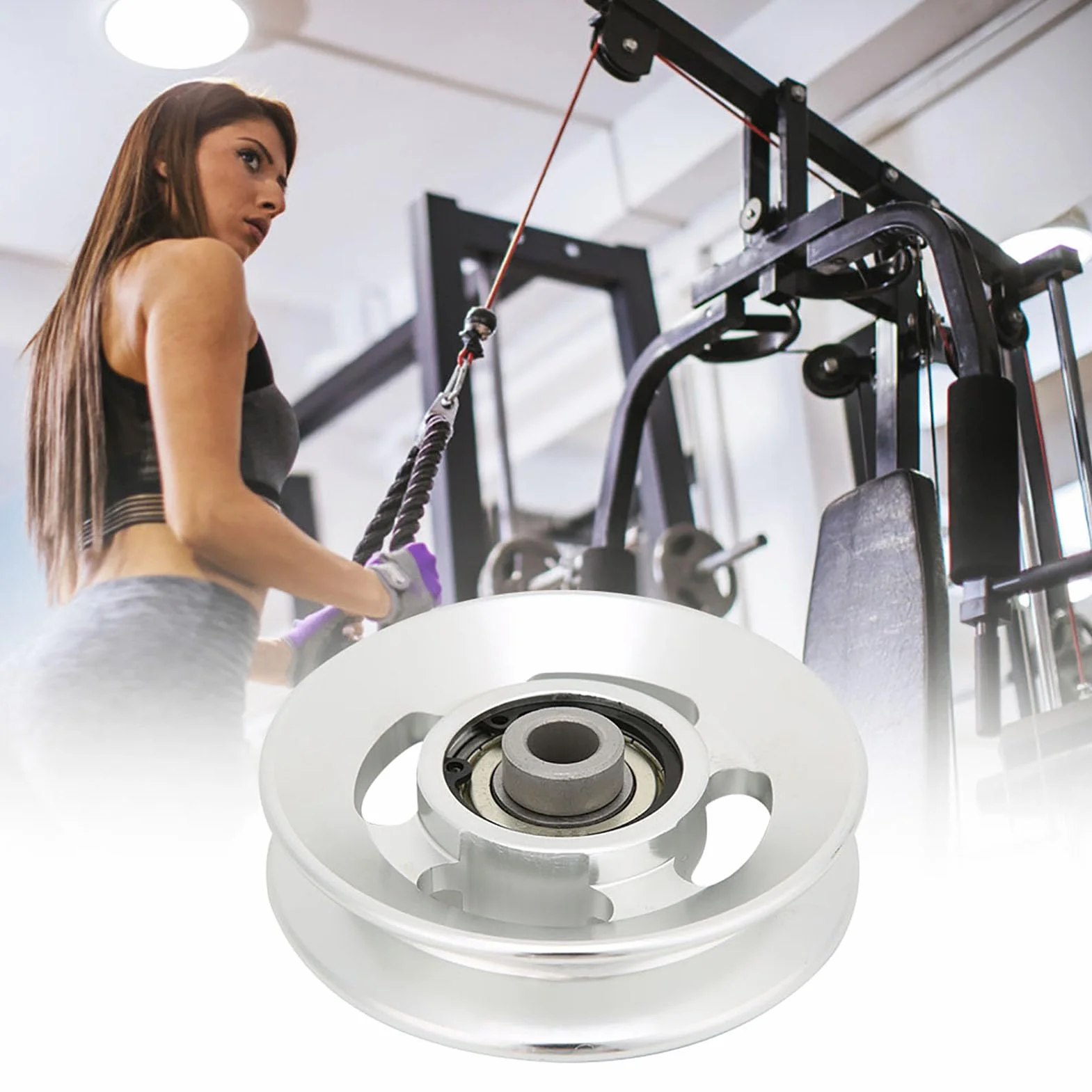 Akozon Koło pasowe, domowe przystawki na siłownię, akcesoria do treningu siłowego, 115 mm, koło pasowe fitness ze stopu aluminium (średnica 90 mm)
