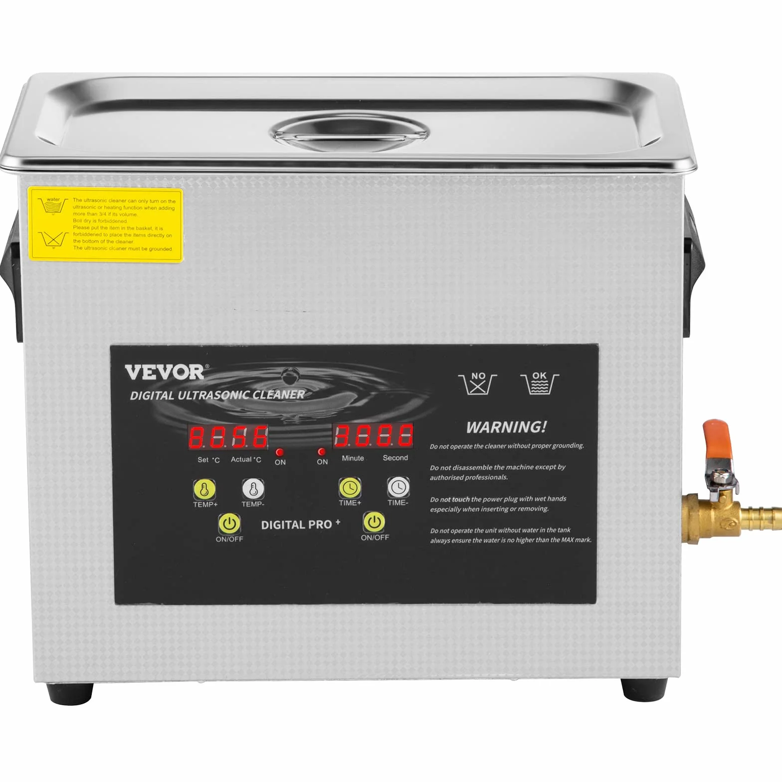 VEVOR Ulepszona myjka ultradźwiękowa 6 l (ogrzewanie 200 W, ultradźwięki 180 W), profesjonalne, cyfrowe laboratoryjne, ultradźwiękowe urządzenie do czyszczenia części z timerem ogrzewania, do
