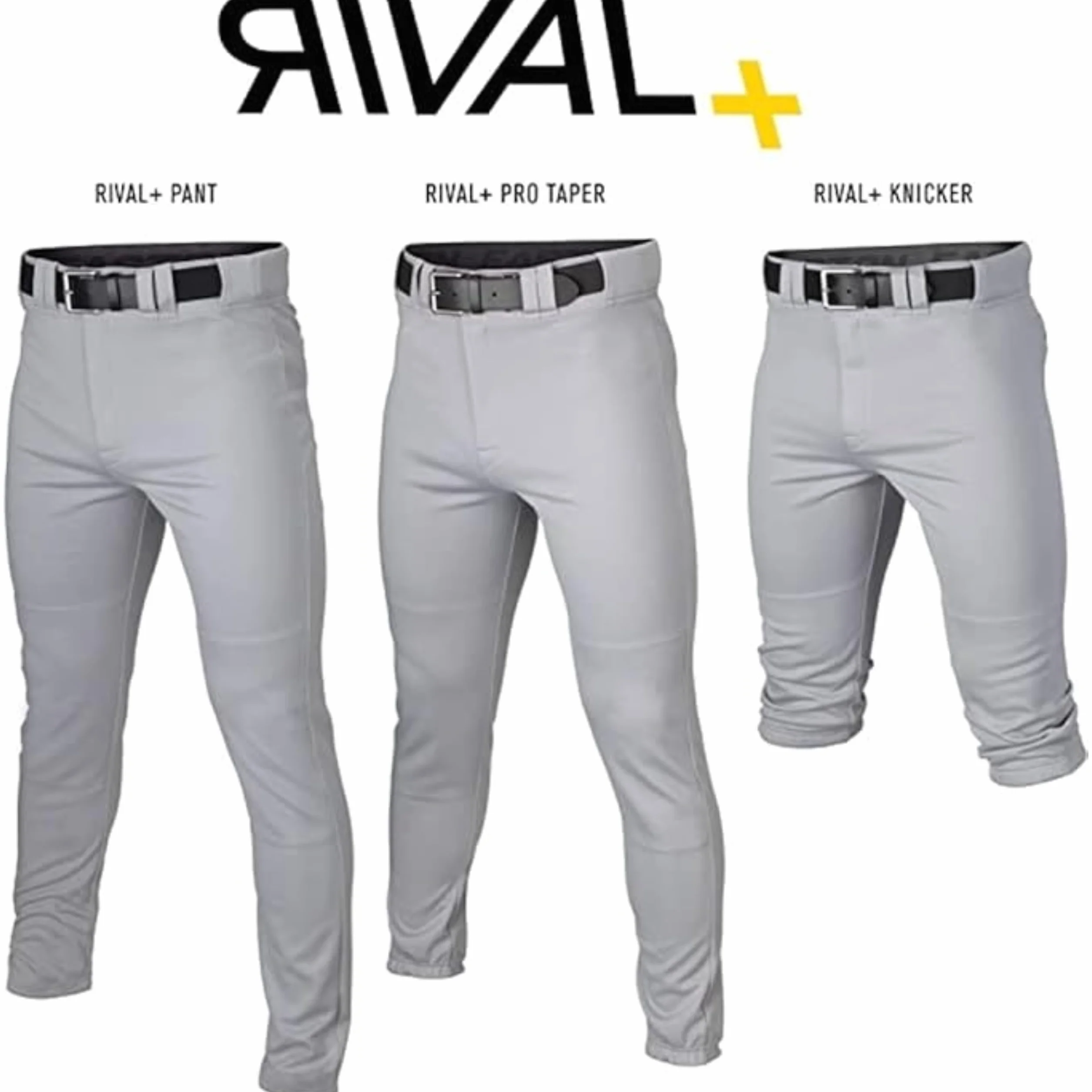 Easton Rival+ spodnie baseballowe, pełna długość/półluźny krój, rozmiary dla dorosłych, opcje jednolite i lamówki