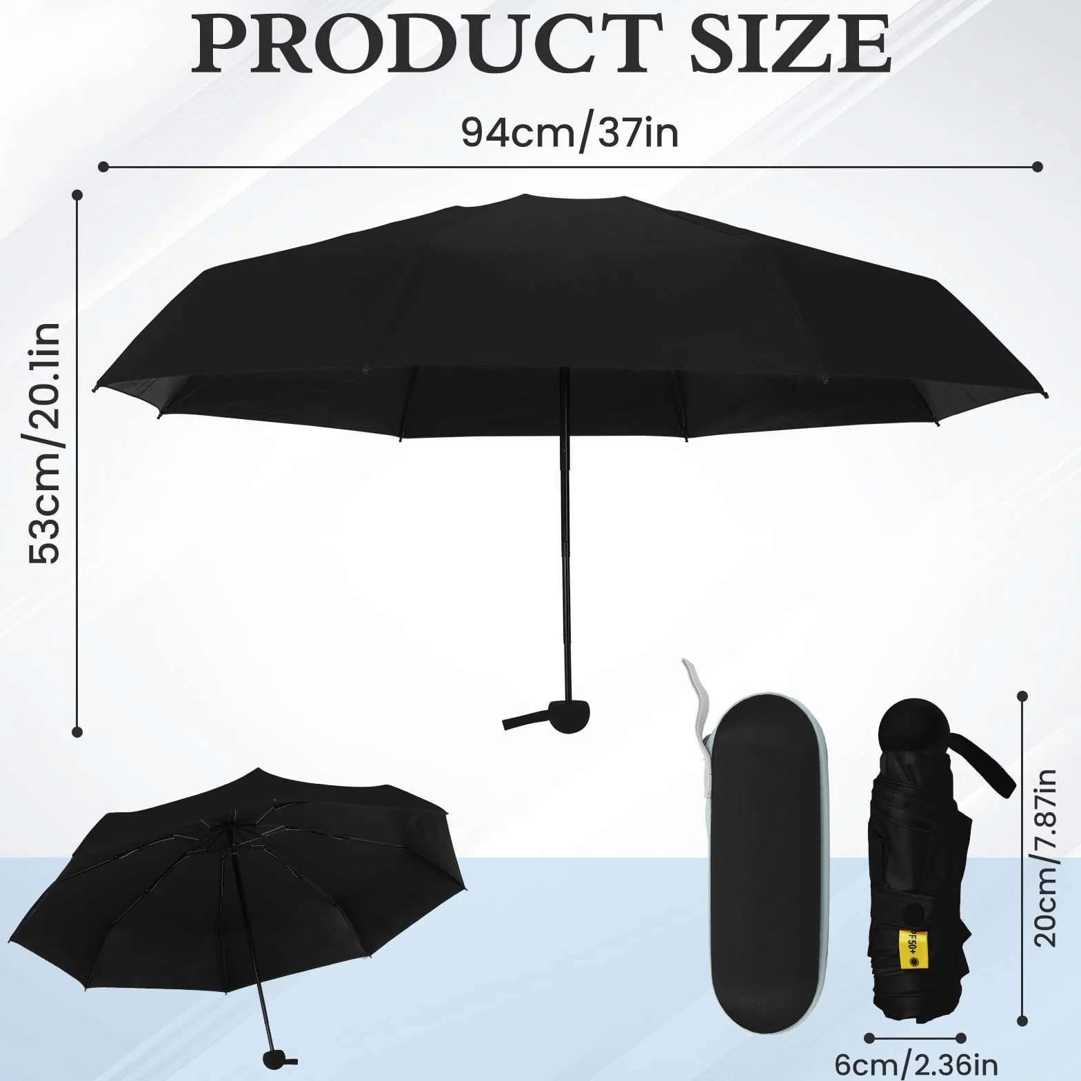 Mini Parasol Składany z Etui, Kompaktowy i Lekki Parasol Przenośny z Ochroną UV, Parasol na Podróżny, Idealny do Torebki, dla Kobiet i Mężczyzn