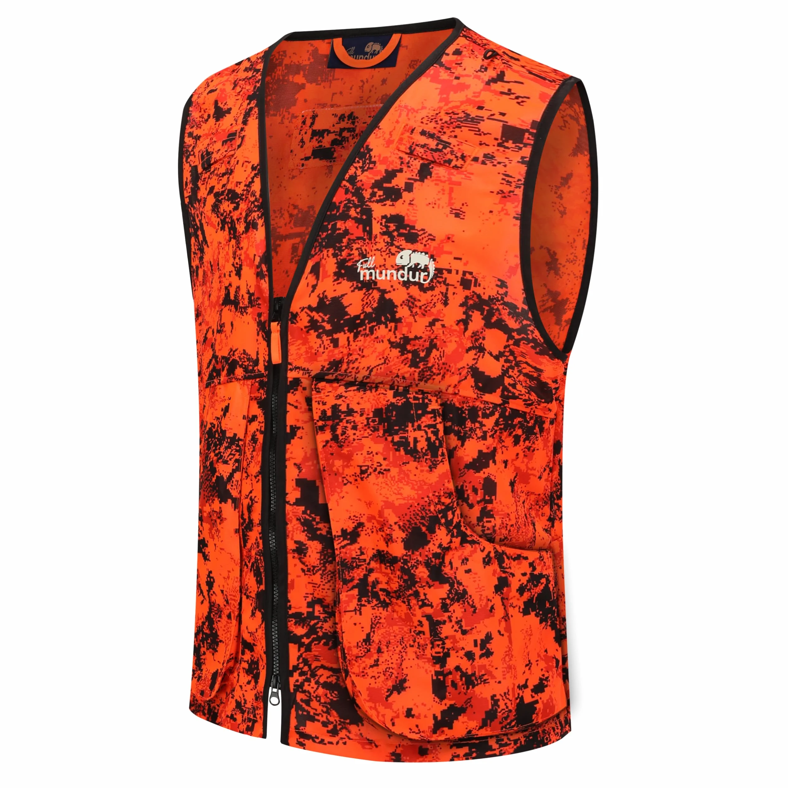 Blaze Camo Orange kamizelka myśliwska dla dorosłych z wieloma kieszeniami