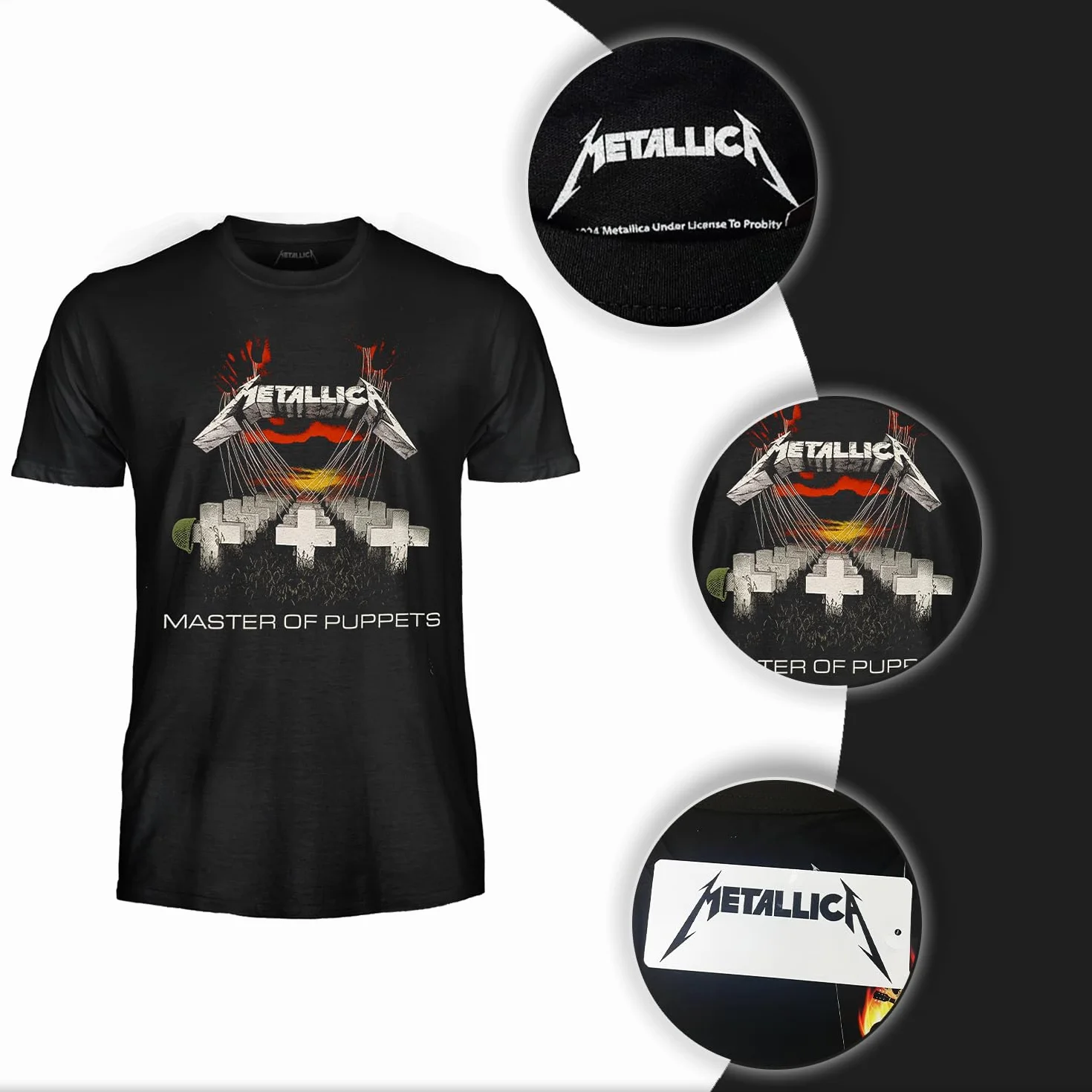 Metallica Koszulka Master of Puppets. Oficjalna koszulka rockowa z zespołu Heavy Metal. Unisex Dorosły chłopiec