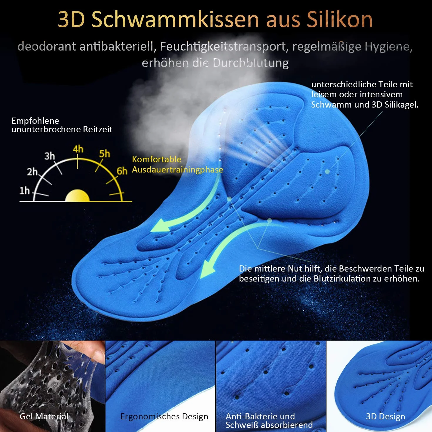 Męskie spodenki rowerowe z wkładką żelową 3D