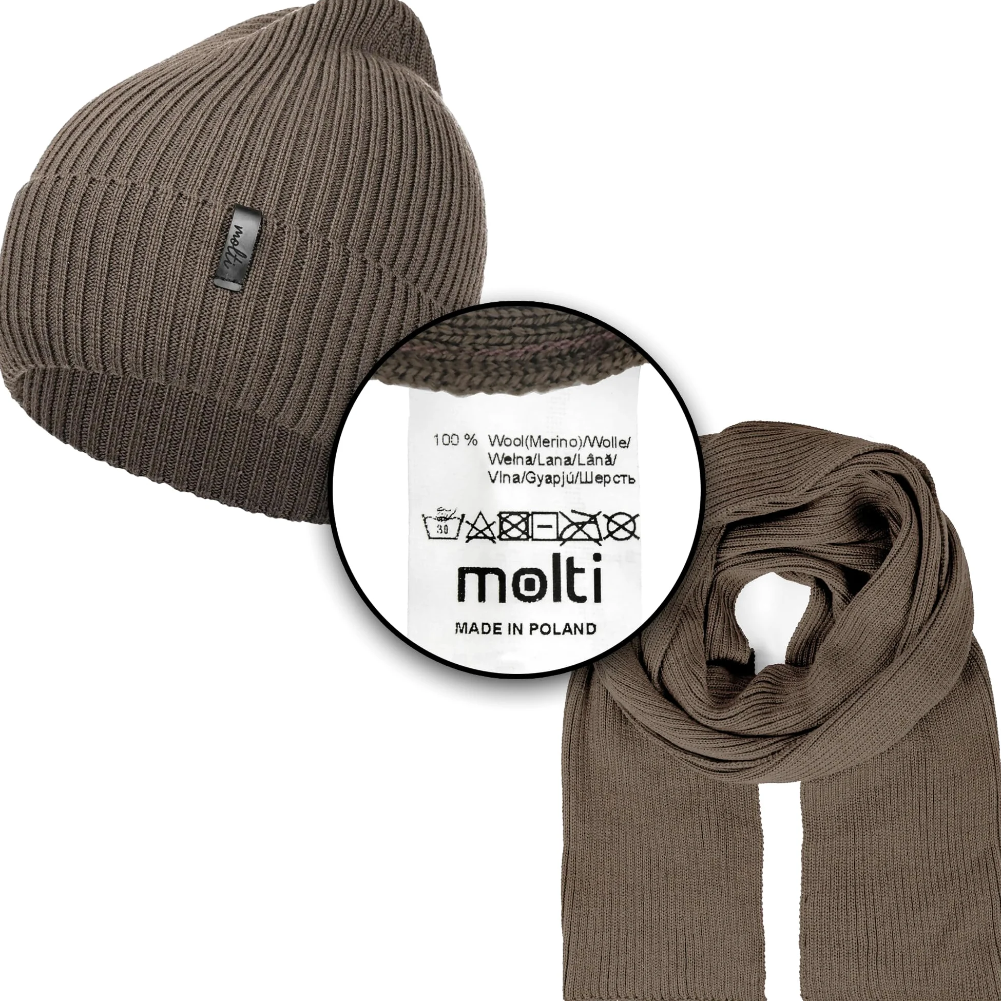 molti Zestaw damskiej czapki i szalika – 100% wełna z merynosów, czapka beanie z dzianiny 203 cm, ciepła i oddychająca, na jesień i zimę | rozmiary: 55 – 62 cm, wybór kolorów