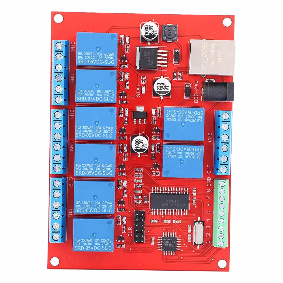8-kanałowa Karta Przekaźnikowa Ethernet, Kontroler Modułu TCP UDP z Mikrokontrolerem Klasy Przemysłowej, 8 Kanałów Konfigurowalnych Przycisków