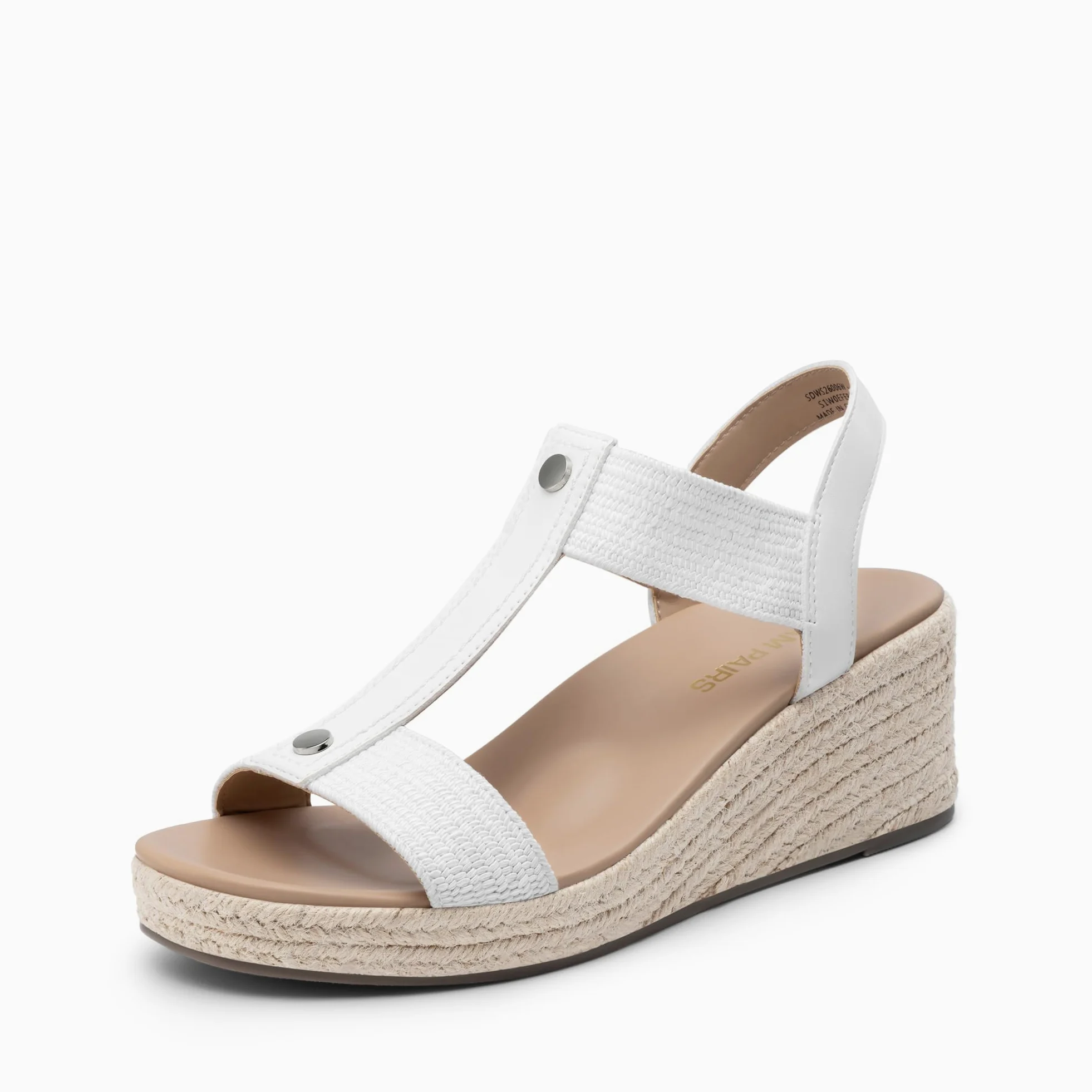 DREAM PAIRS Damskie sandały na koturnie, otwarte palce, espadryle, sandały, wygodna sukienka, na co dzień, z paskiem w kształcie litery T, koturny z podparciem łuku, do chodzenia, na plażę, letnie