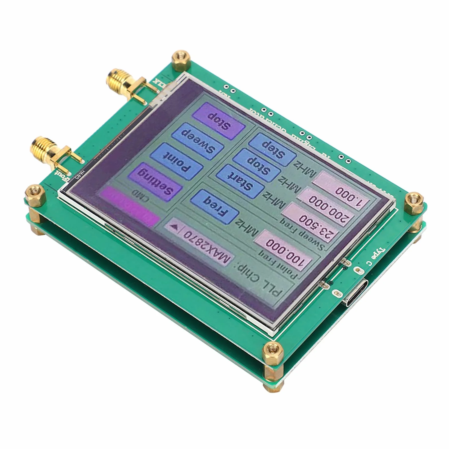Dioche MAX2870 Moduł źródła sygnału RF, wysoka stabilność, niska częstotliwość szumów 23,5 MHz - 6000 MHz, sterowanie ekranem dotykowym, podwójny tryb pracy, temperatura -40°C do