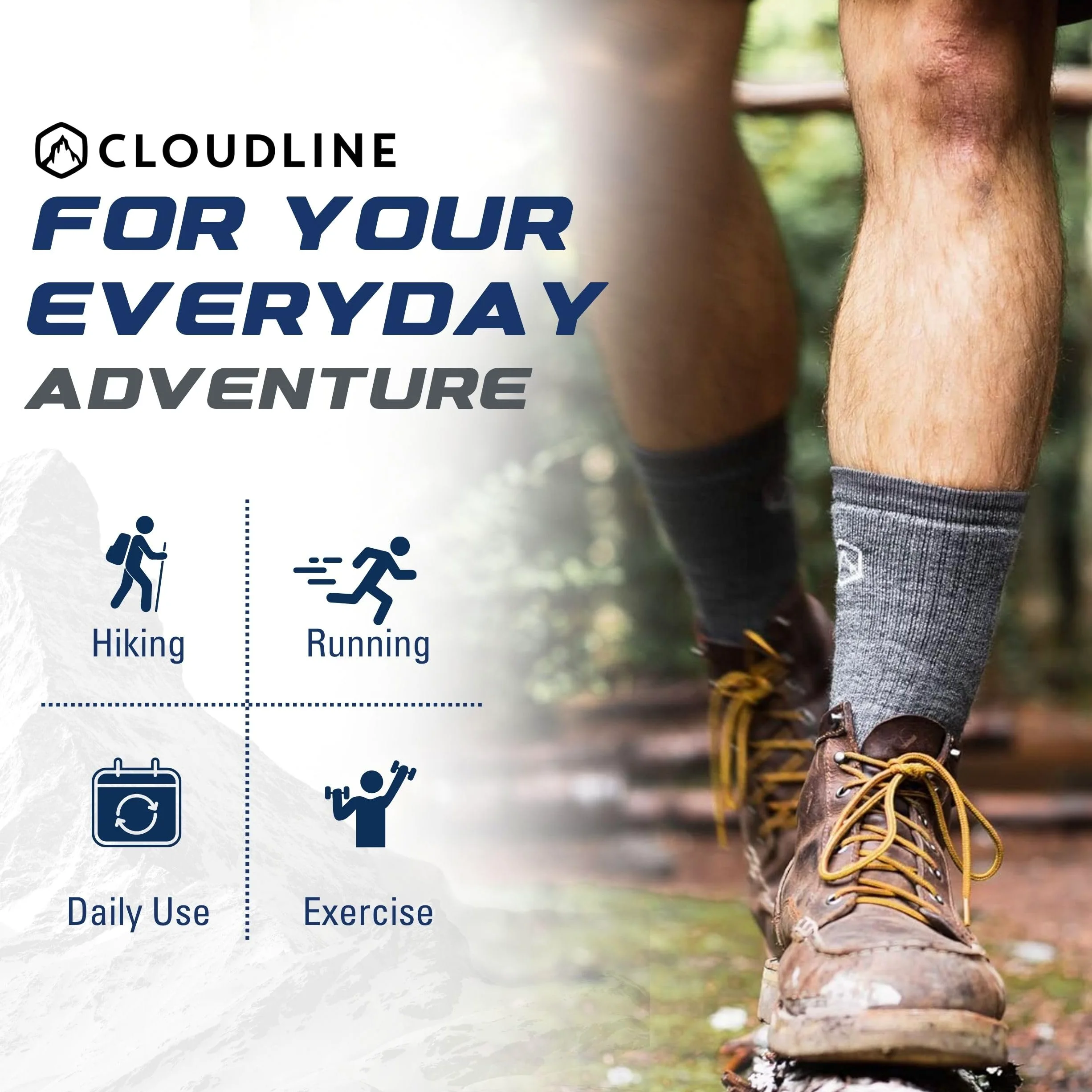 CloudLine Lekkie skarpety trekkingowe z wełny merynosów, 3-pak, dla mężczyzn i kobiet