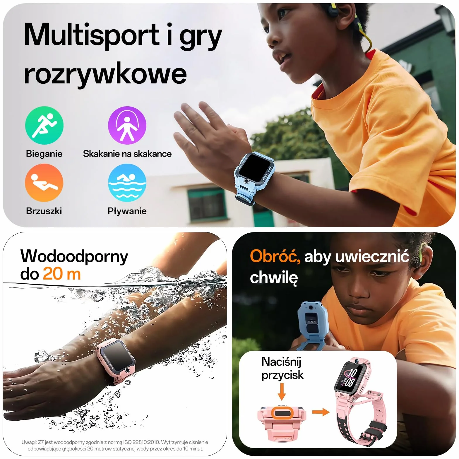 imoo Z7 Smartwatch dla Dzieci, Dwukamerowy Telefon z Wideorozmowami HD i Połączeniami Głosowymi, Zegarek GPS z Lokalizacją, 4 Tryby Sportowe, Całodobowe Monitorowanie Zdrowia (Niebieski)