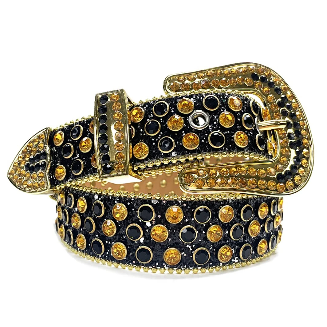 Różowy kryształ górski pasek damski męski jakość kryształ ćwiekowany pasek mężczyzna kobiety Ceinture Femme Cinto De strass do dżinsów deeratywny czarny złoty 96 cm
