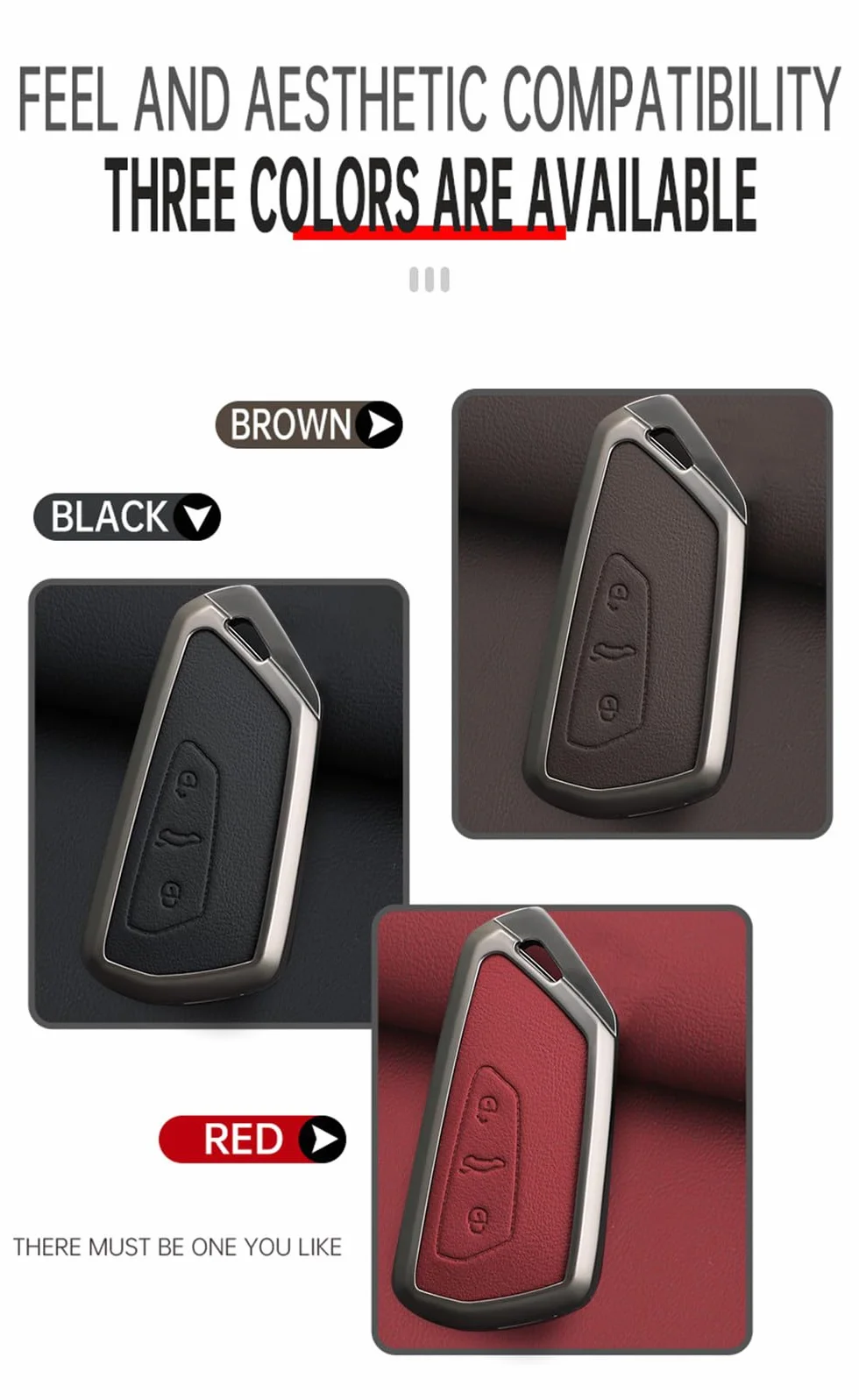 ontto Etui na kluczyki samochodowe, pasuje do VW Golf 8 R, ID4, ID5, ID.7, Seat Leon, FR, MK4, Cupra, Formentor, do Skoda Octavia A8 MK8, ze stopu cynku, skóra, etui ochronne, osłona na klucze,
