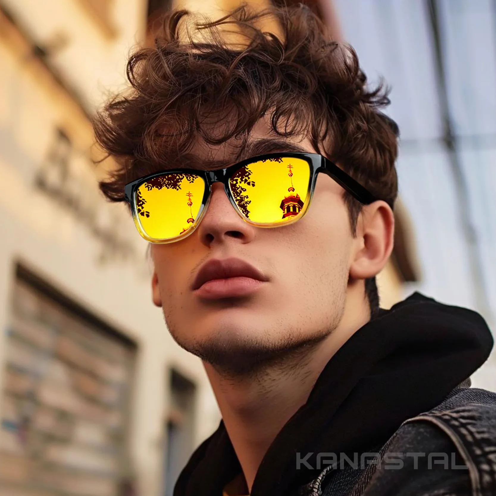 KANASTAL Kwadratowe Spolaryzowane Vintage Okulary Przeciwsłoneczne UV400 Męskie Damskie
