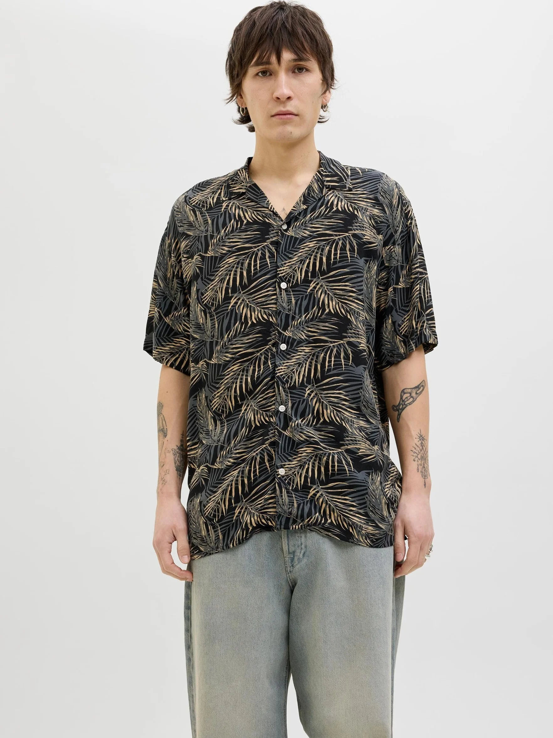 JACK & JONES Jjeff Tropical Aop Resort Shirt Ss Sn Koszula z krótkim rękawem Mężczyźni
